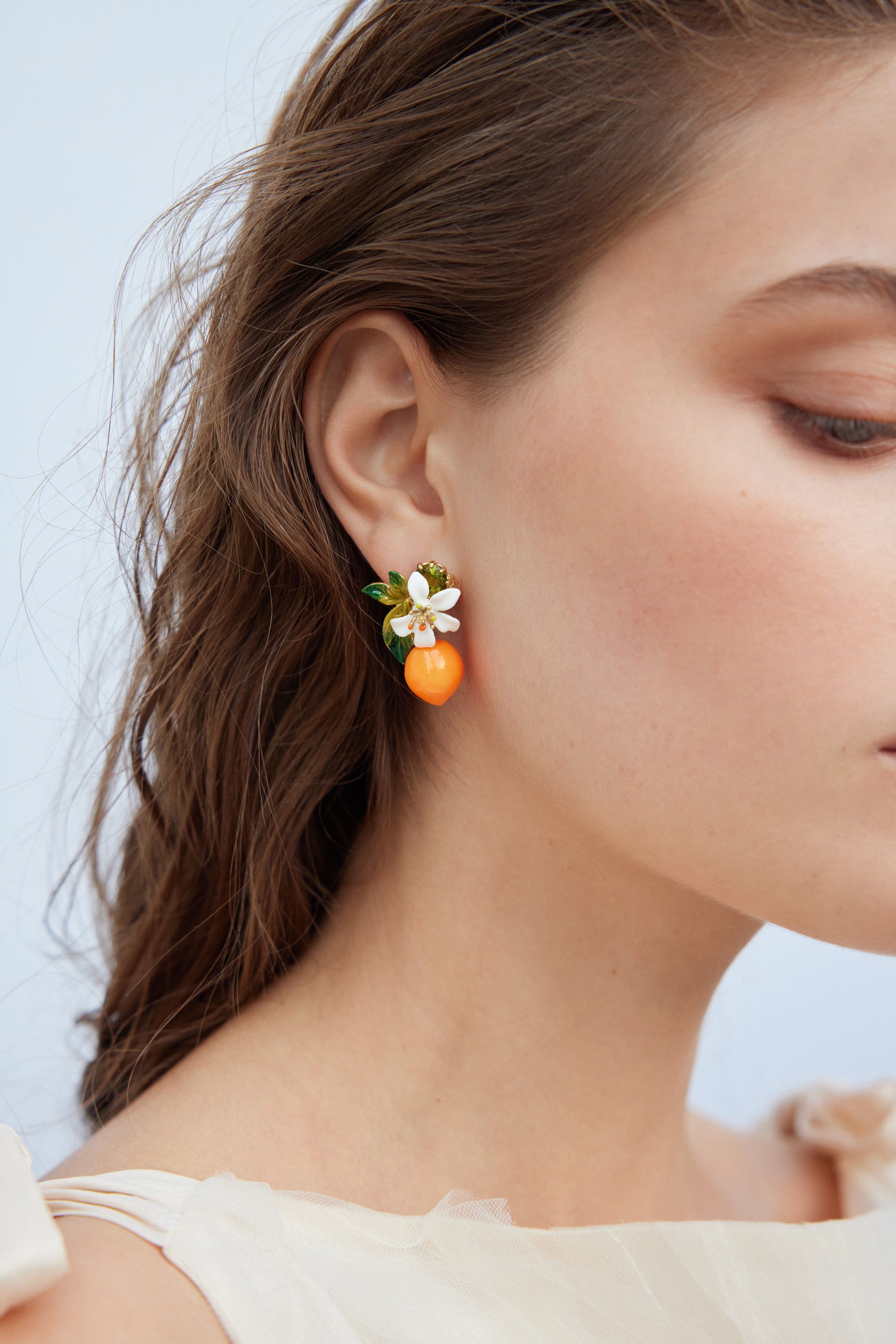 Boucles d'oreilles orange et fleur d'oranger