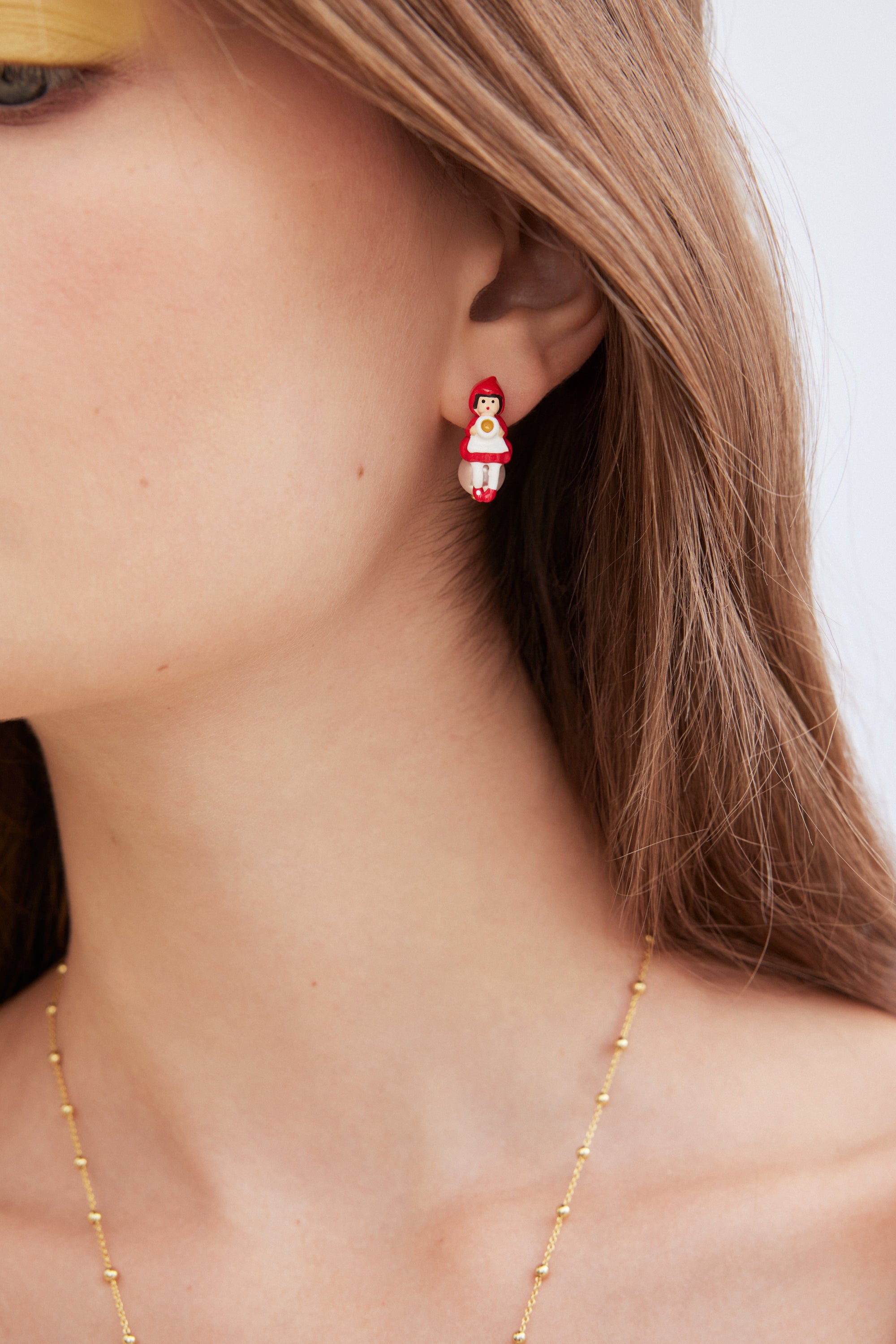 Boucles d’oreilles Chaperon Rouge, perle fantaisie