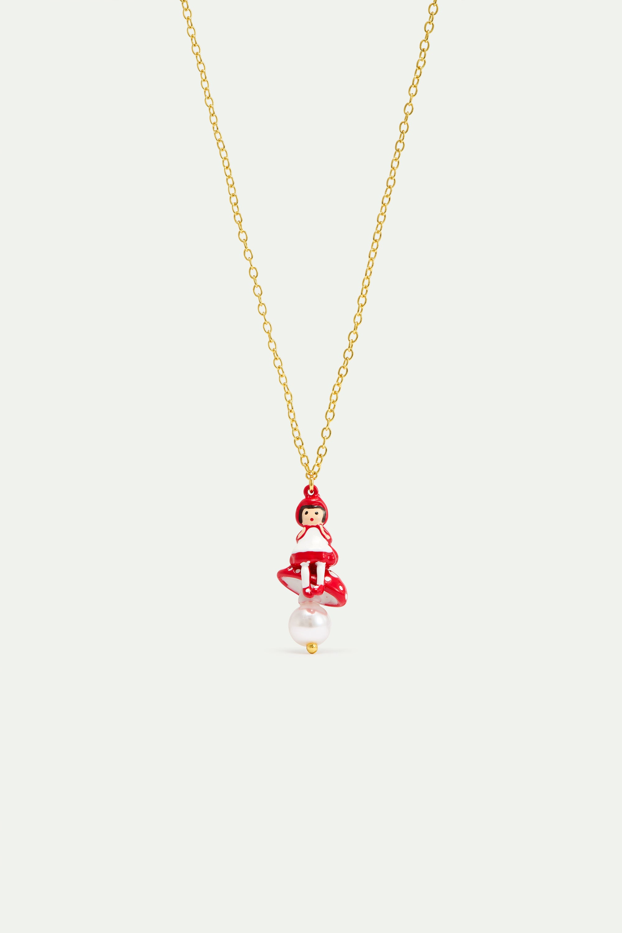 Collier pendentif Chaperon Rouge et perle fantaisie