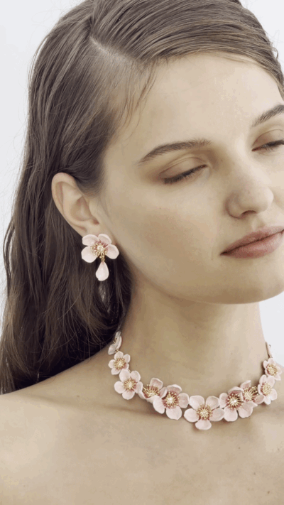 Pink cherry blossom statement necklace