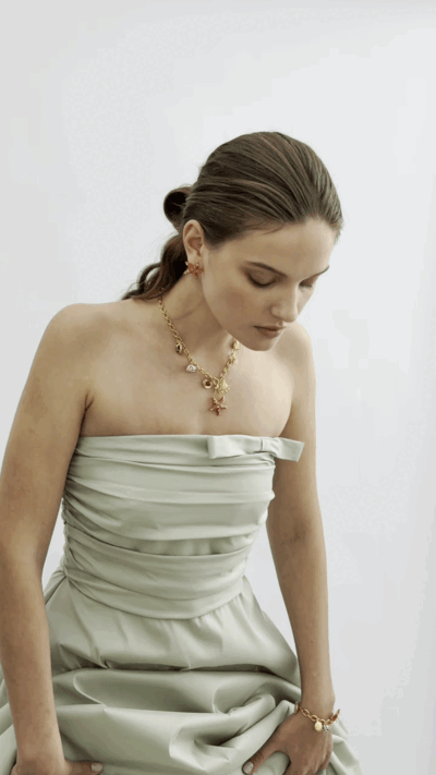 Bague ajustable étoile de mer orange et cristaux multicolores