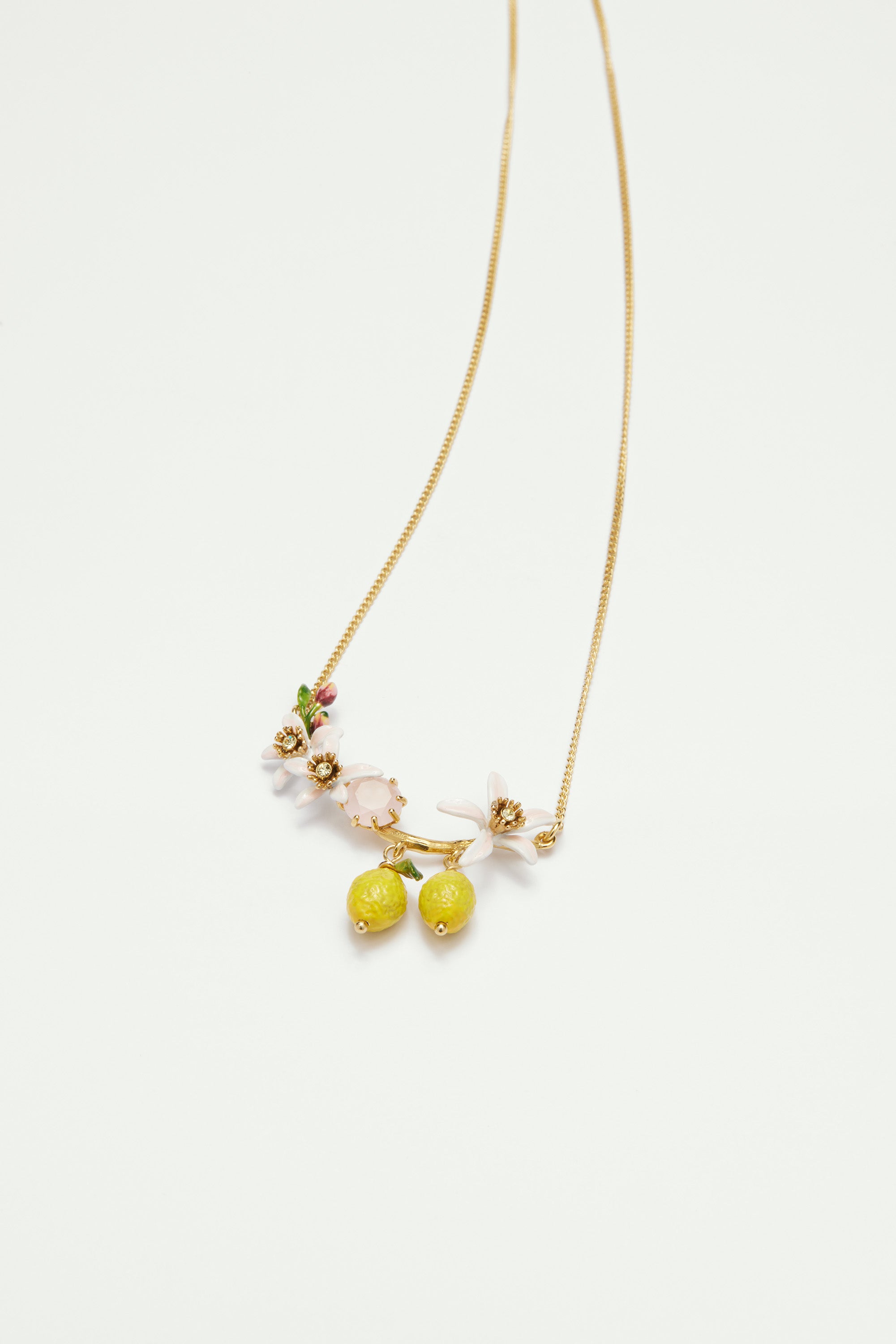 Collier plastron citrons, bourgeons et fleurs de citronnier