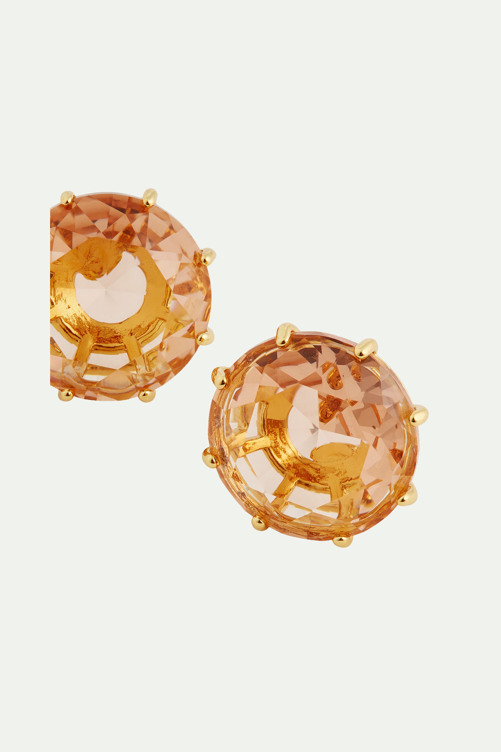 Boucles d'oreilles tiges pierre ronde la diamantine rose abricot
