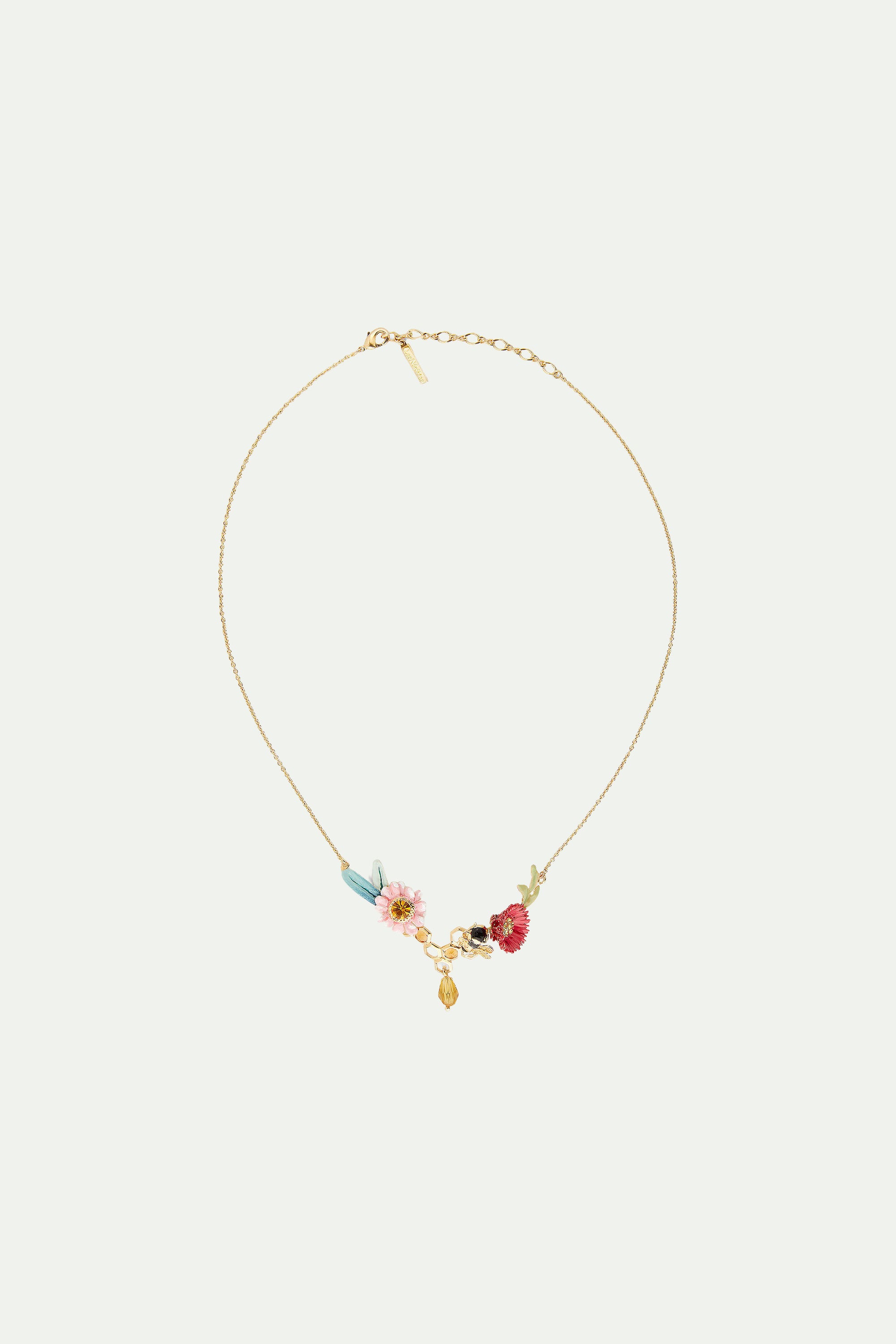 Collier plastron fleurs et alvéoles de miel