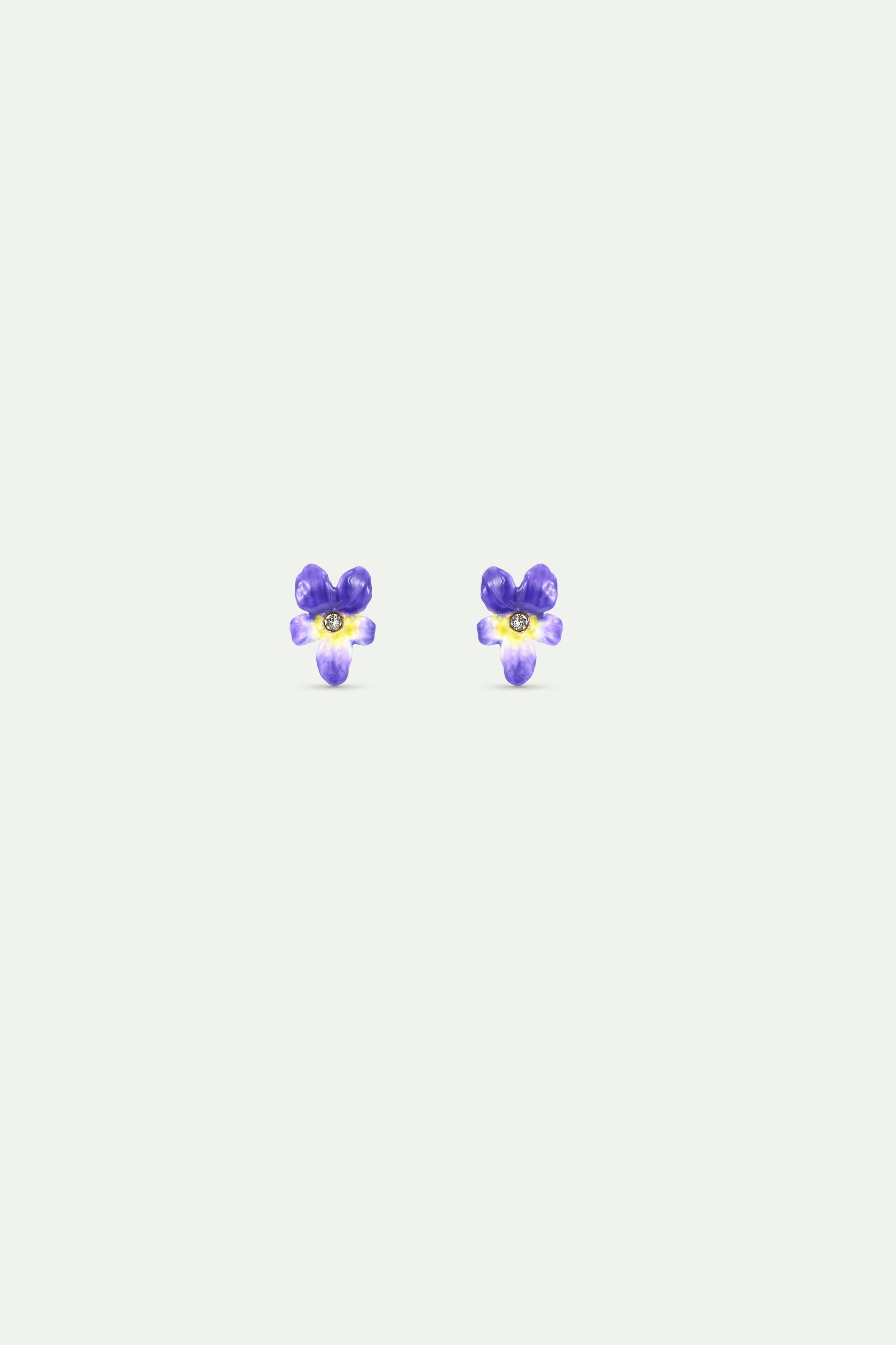 Boucles d'oreilles violette et cristal facetté