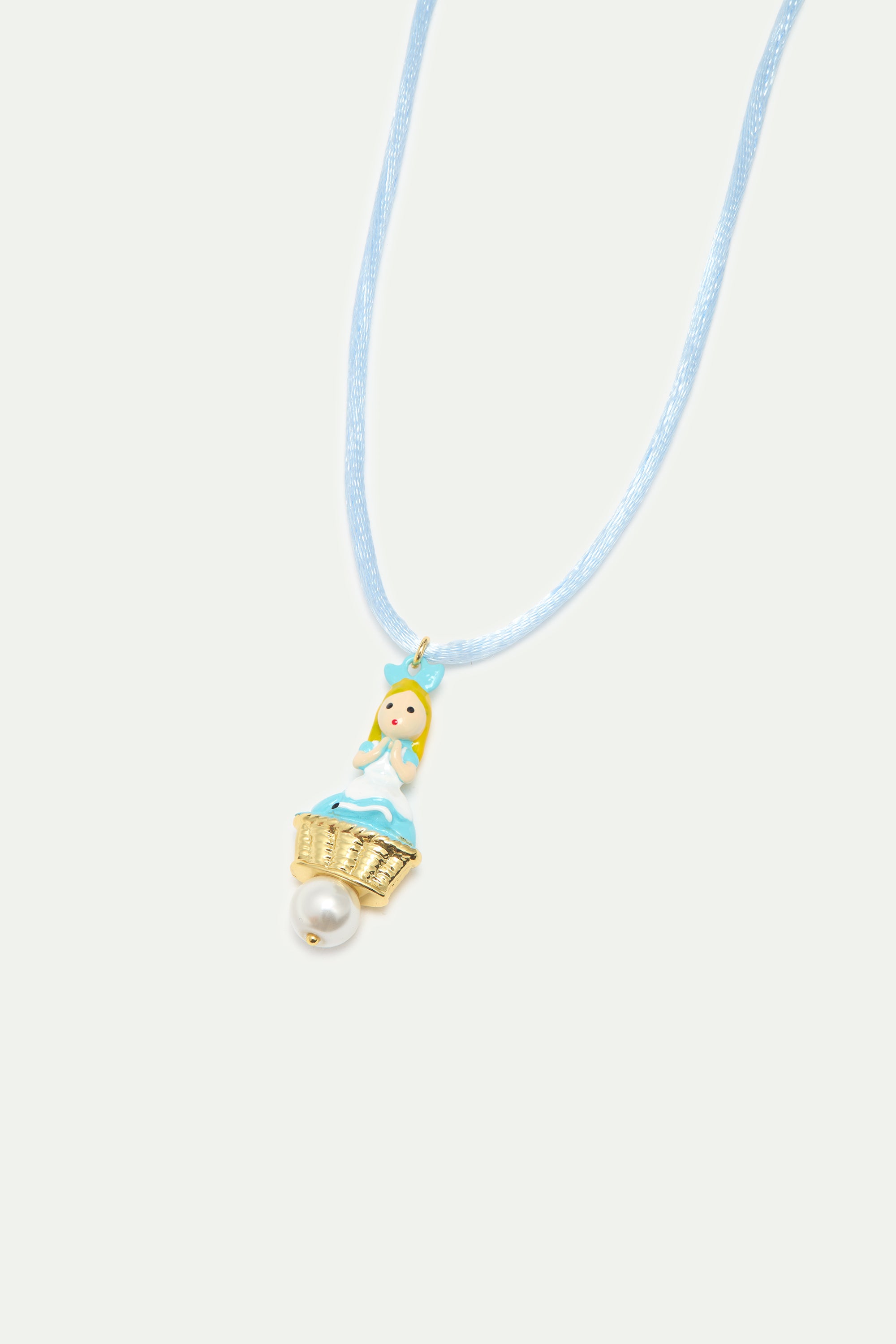 Collier pendentif bleu Alice et perle fantaisie
