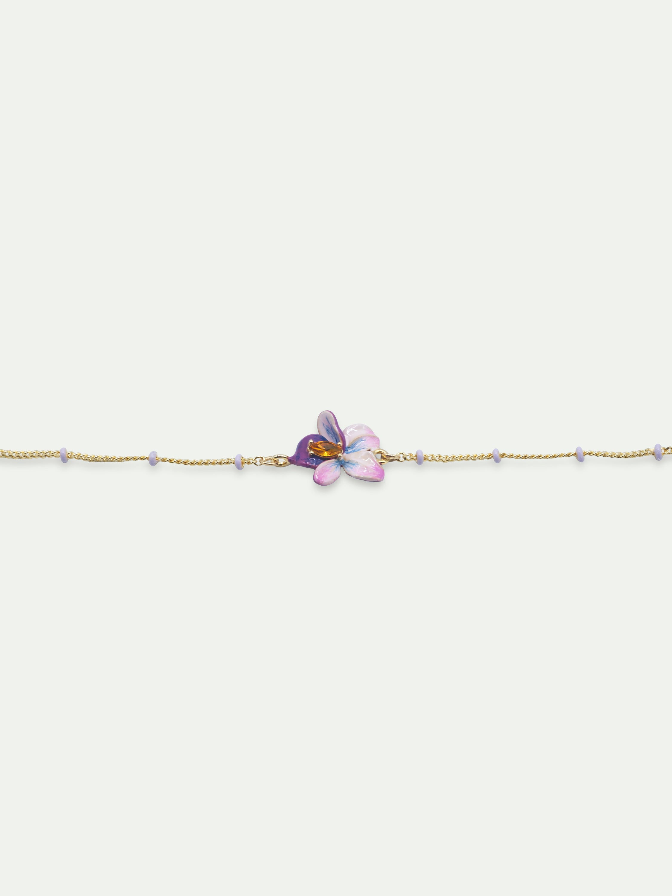 Violet flower beaded fine bracelet