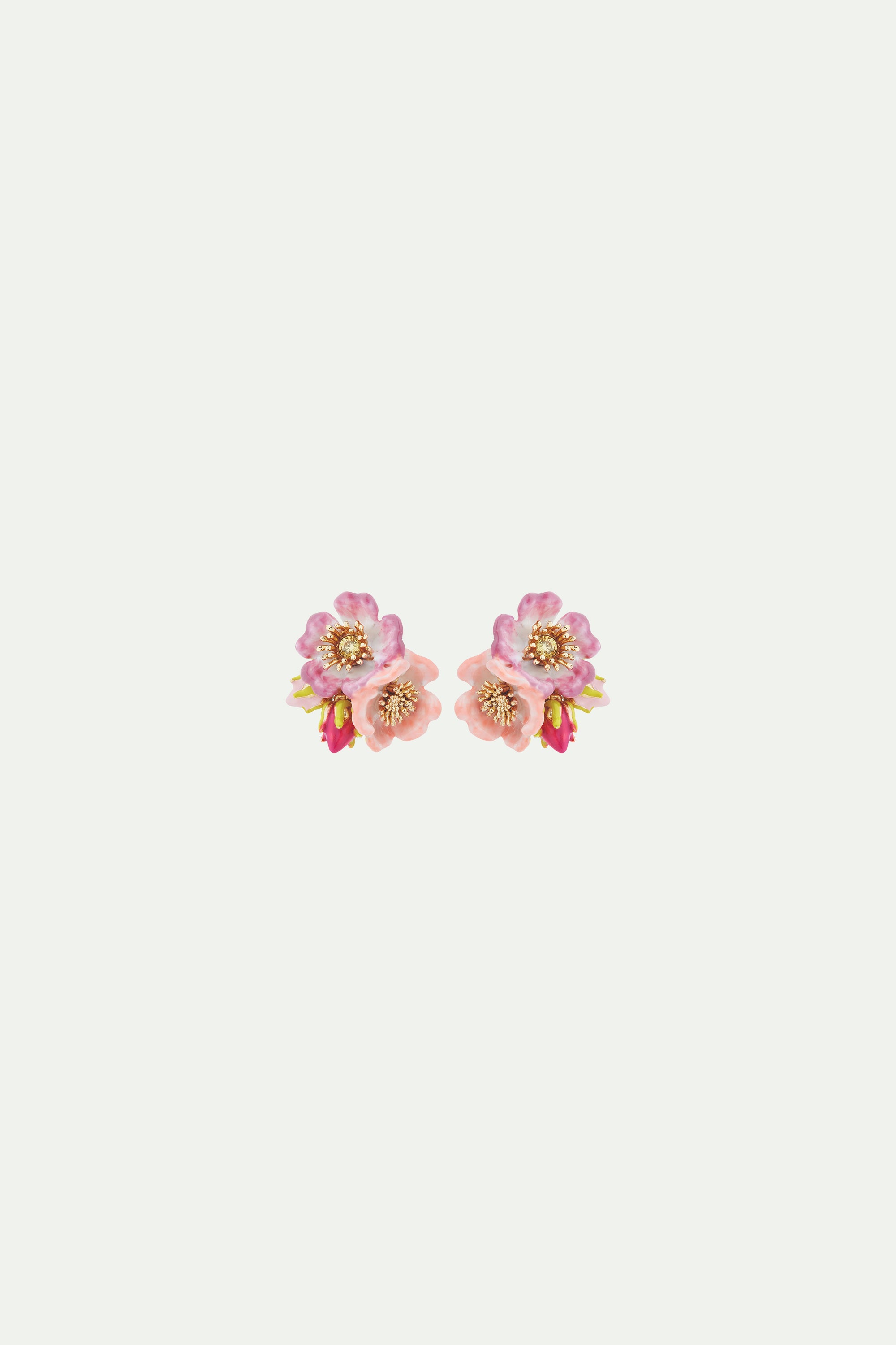 Wild rose and yellow cristal post earrings