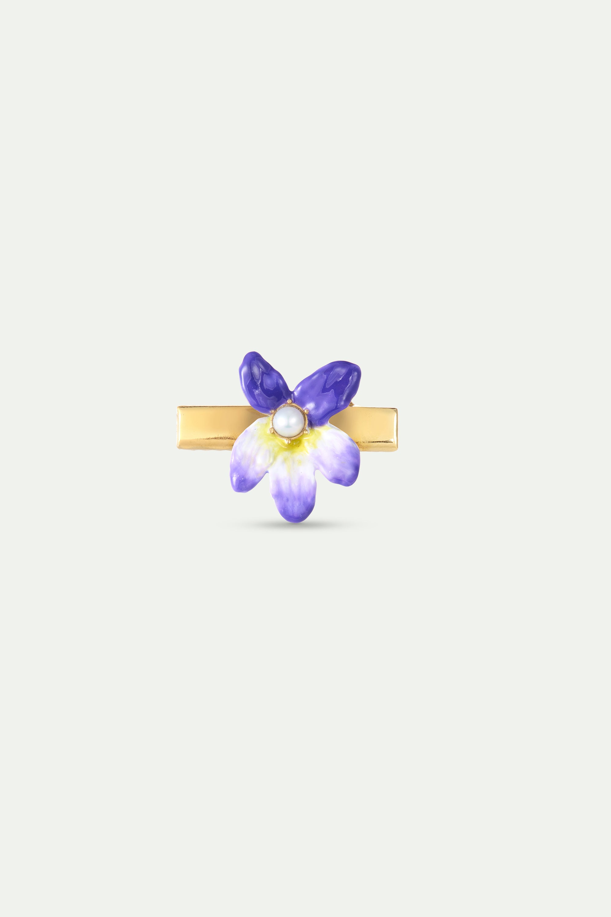 Barrette pour cheveux violette et perle de culture