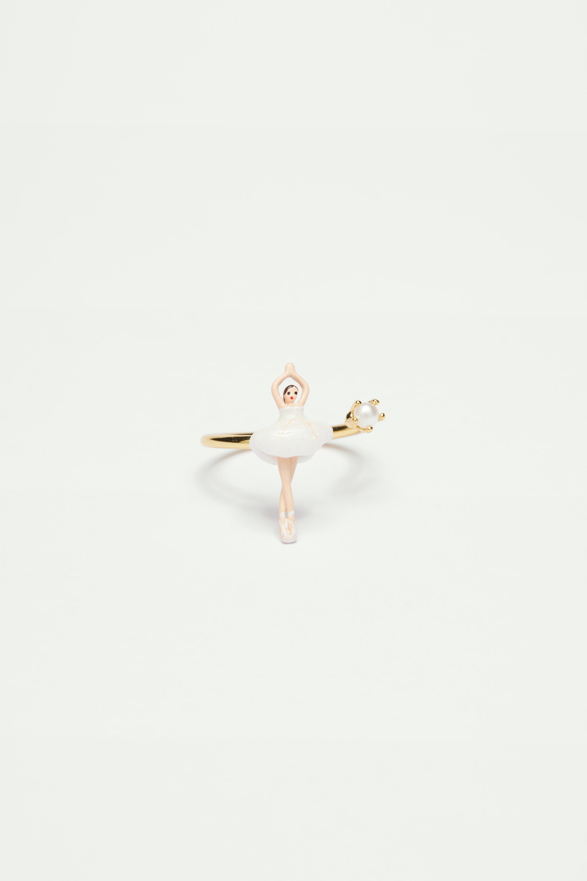 Bague ajustable mini ballerine en tutu blanc