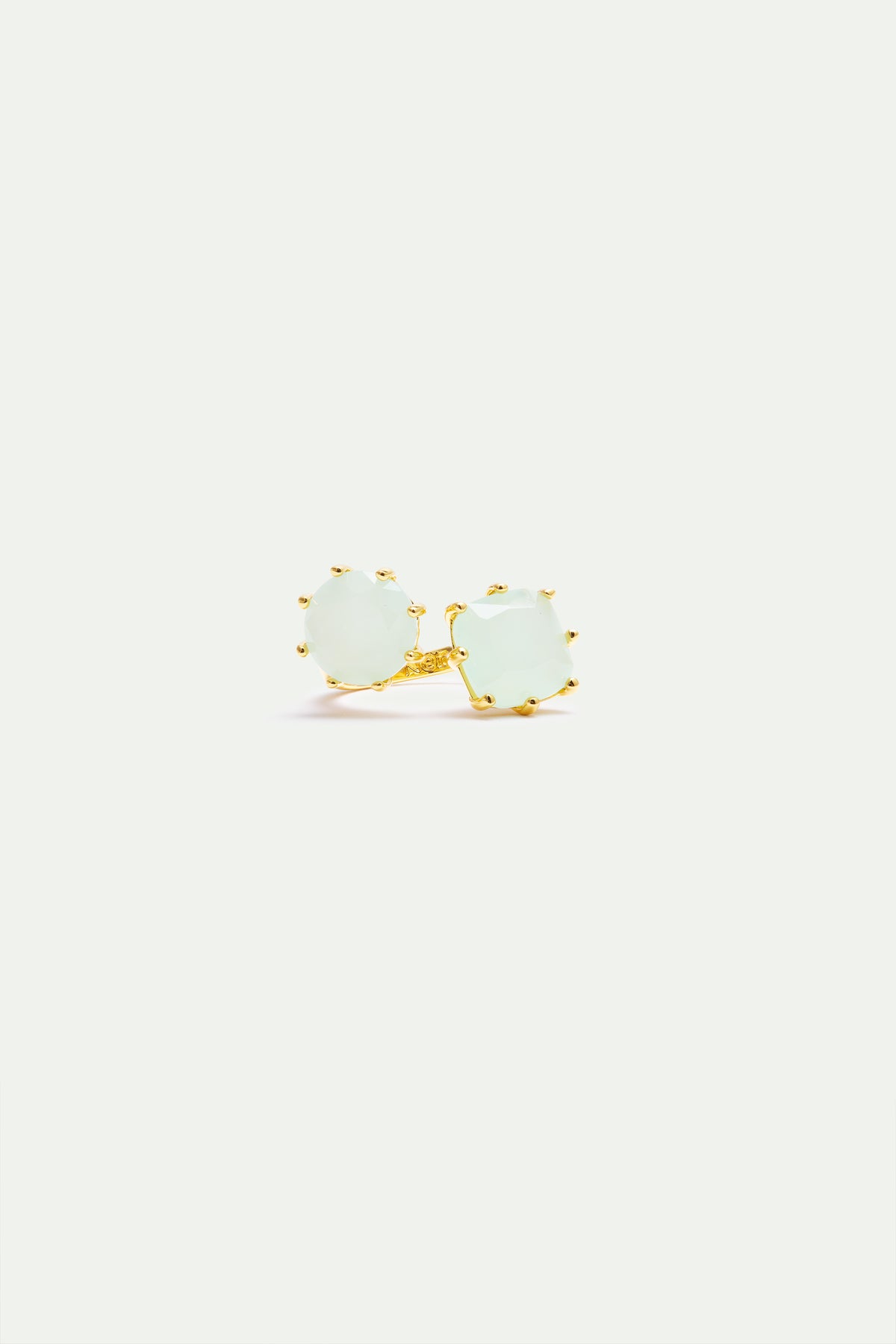 Bague ajustable deux pierres la Diamantine Vert d'eau