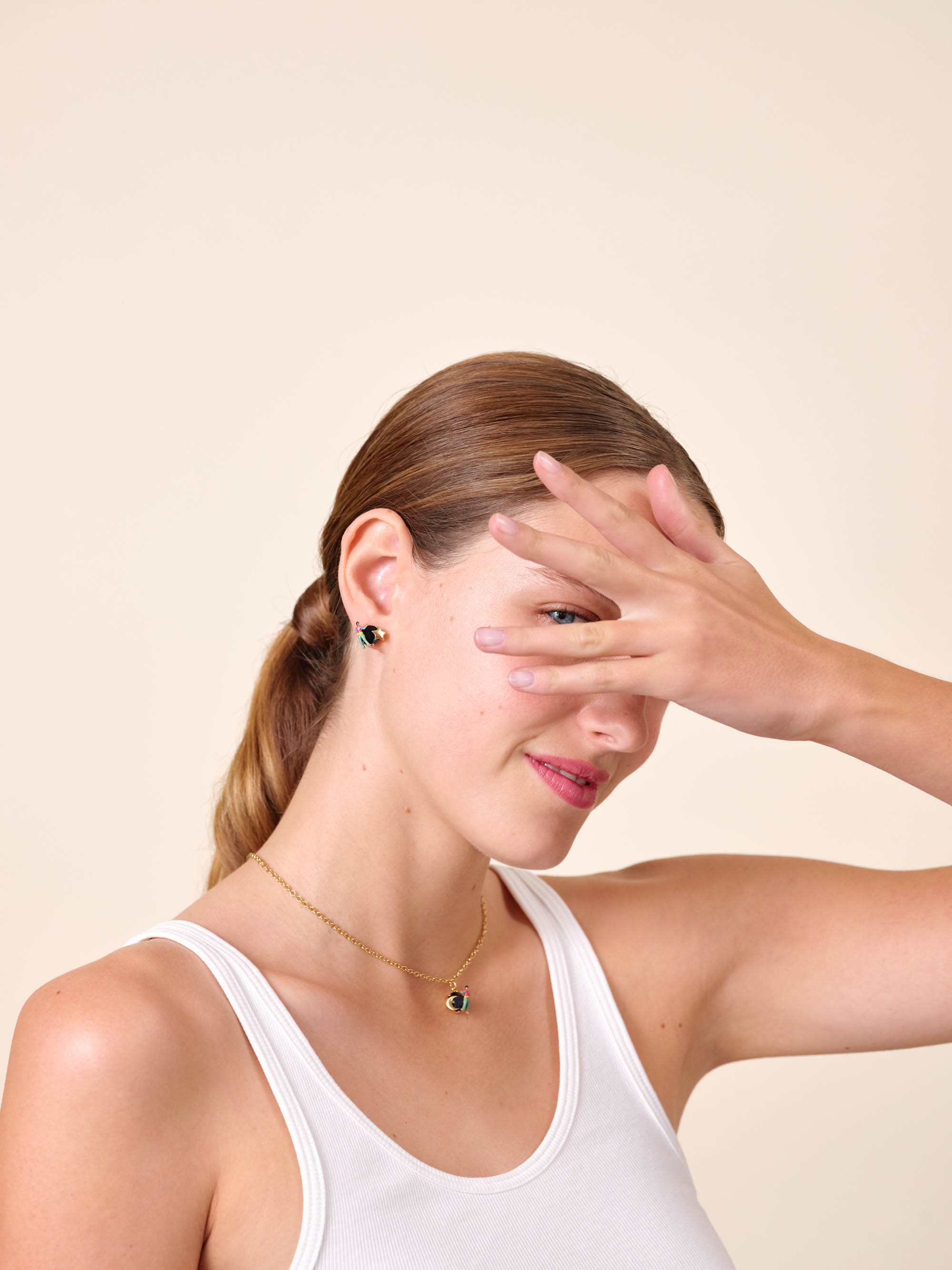 Cut glass stone asymmetrical sleeper earrings