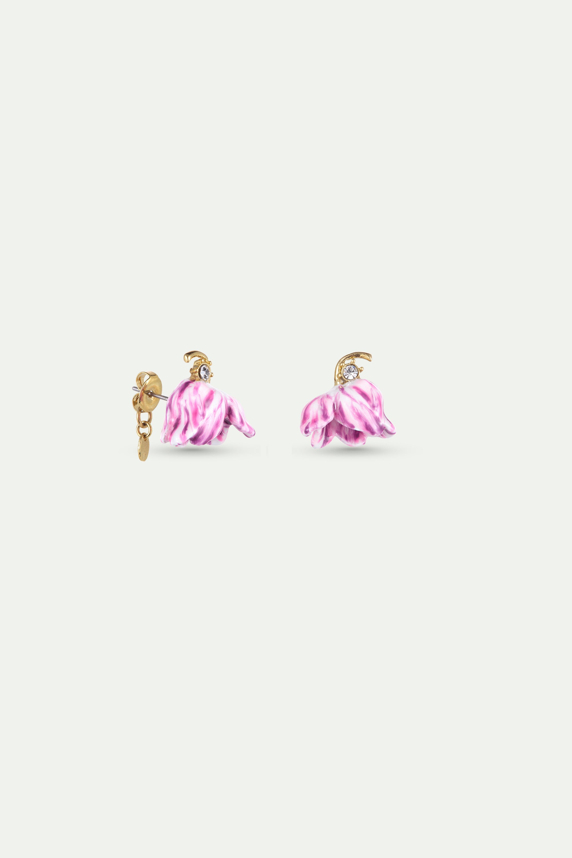 Boucles d'oreilles tulipe violette et cristal