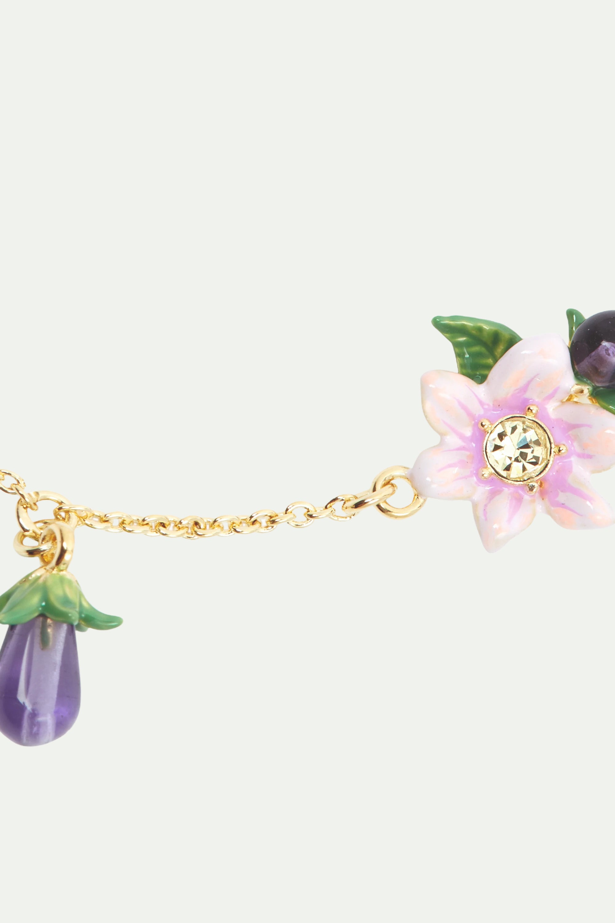 Bracelet fin fleurs rose d'aubergine