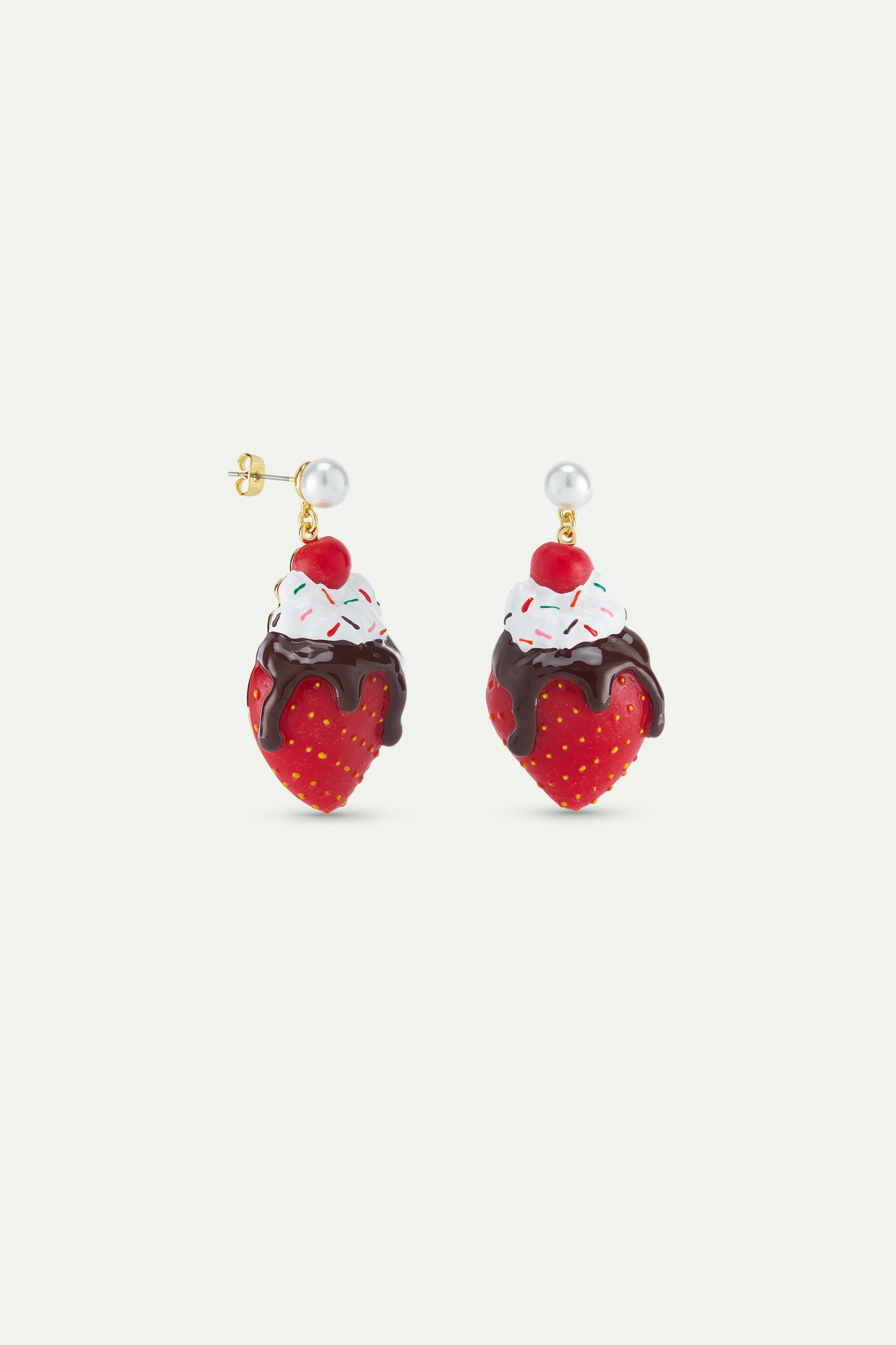 Boucles d'oreilles fraise glace chocolat chantilly