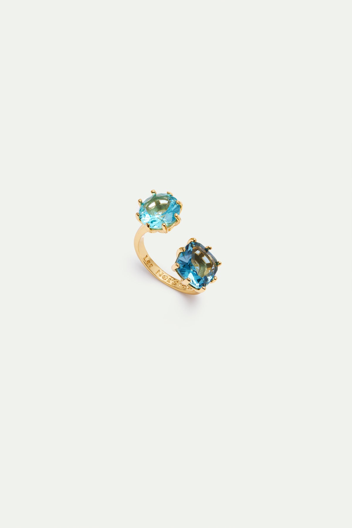 Bague ajustable deux pierres la Diamantine Acqua Azzura