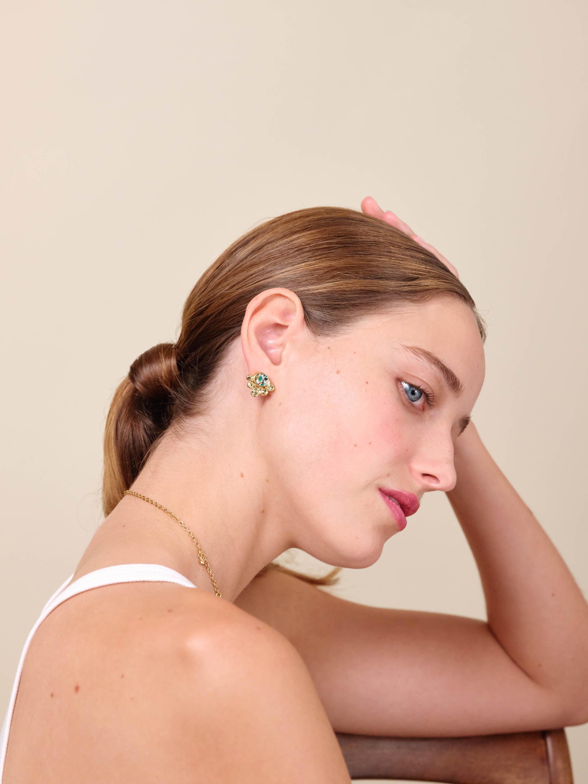 Boucles d'oreilles tiges terrazzo
