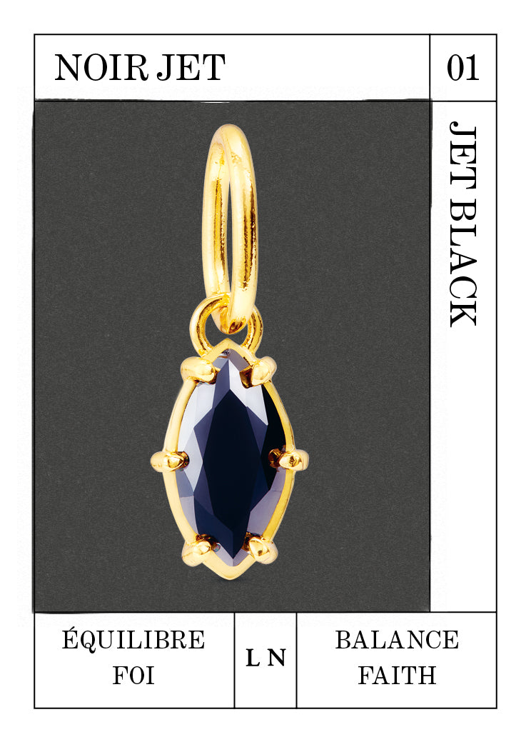 Pendentif pierre Noir Jais, équilibre et Foi - Janvier