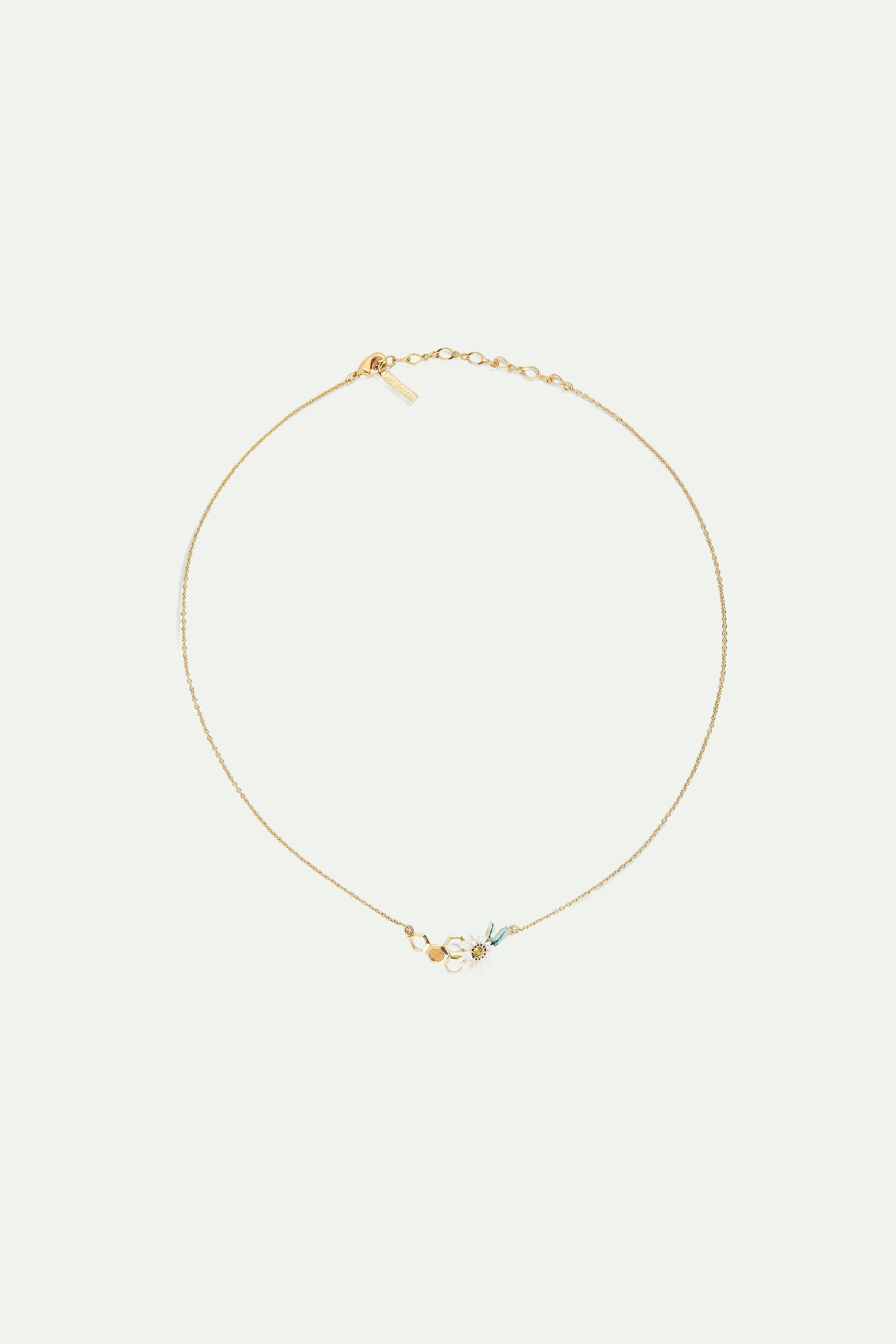 Collier plastron marguerite et alvéoles de miel