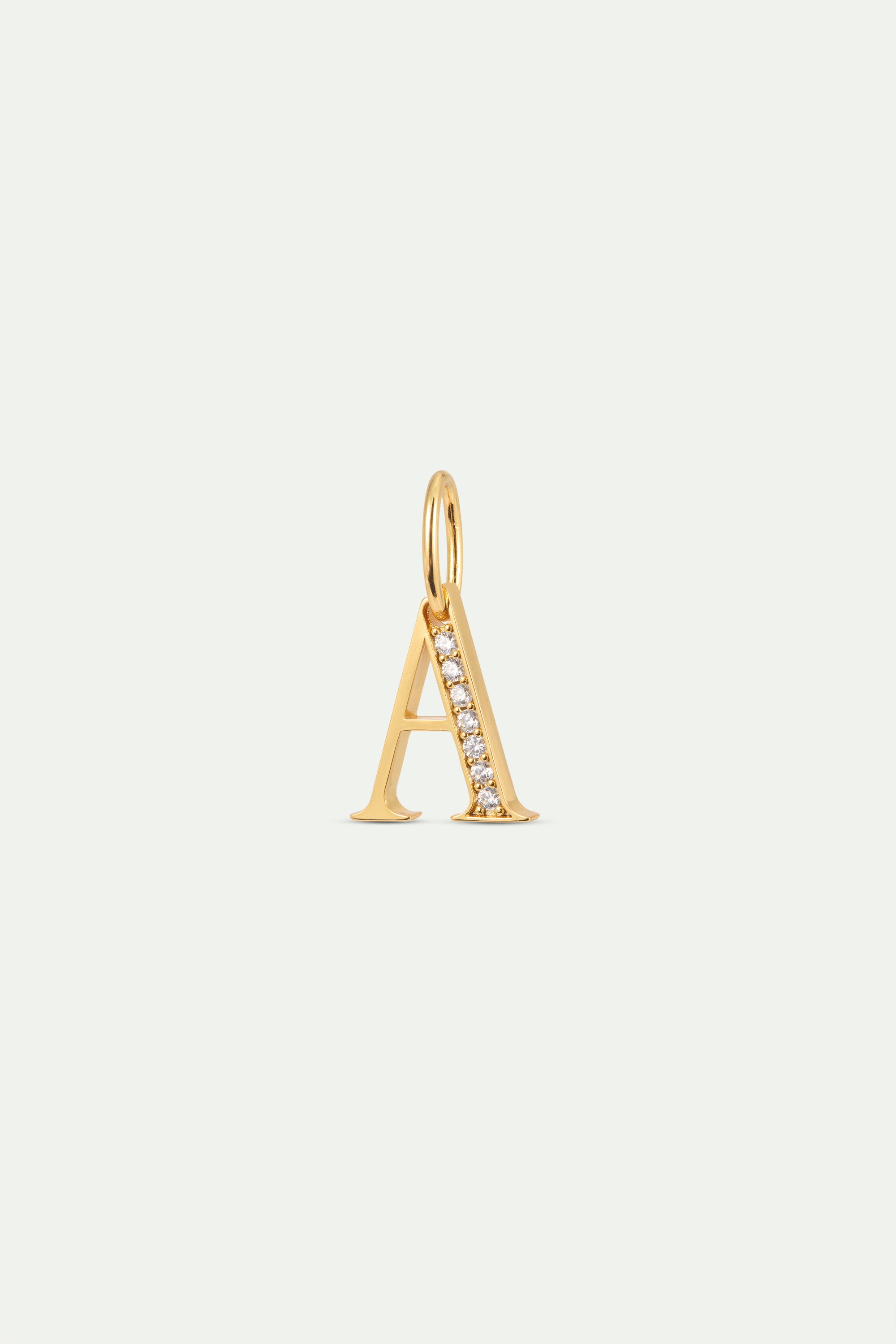 Pendentif lettre A dorée et cristaux