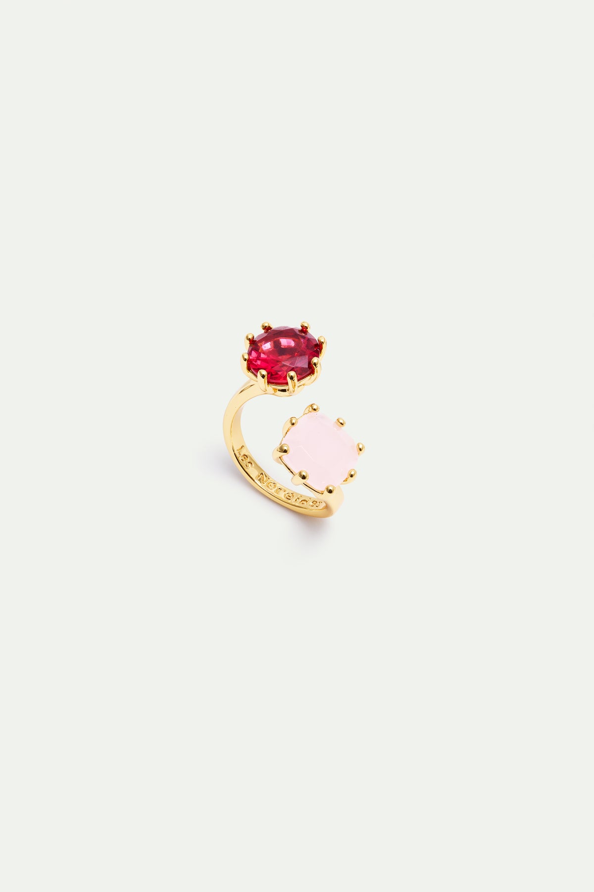 Diamantine adjustable ring with 2 Rosa Centifolia stones
