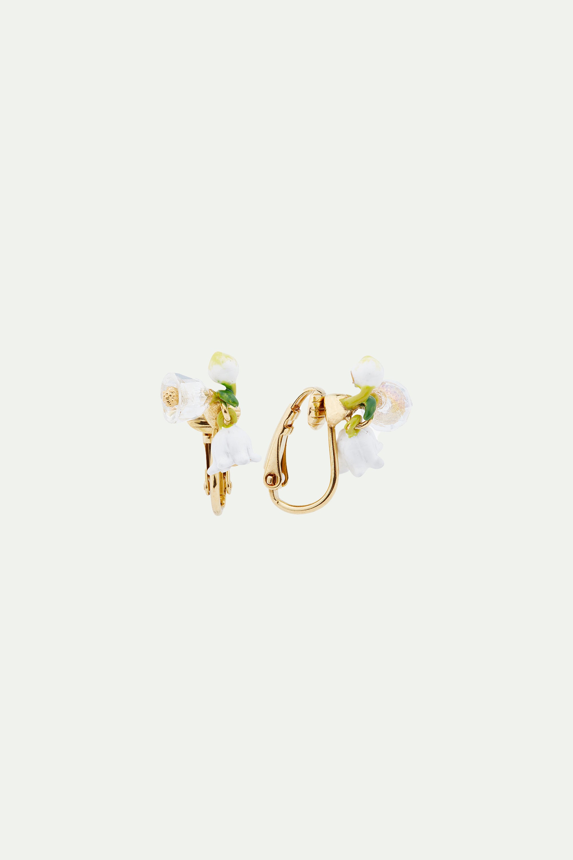Lily of the valley sprig clip-on earrings