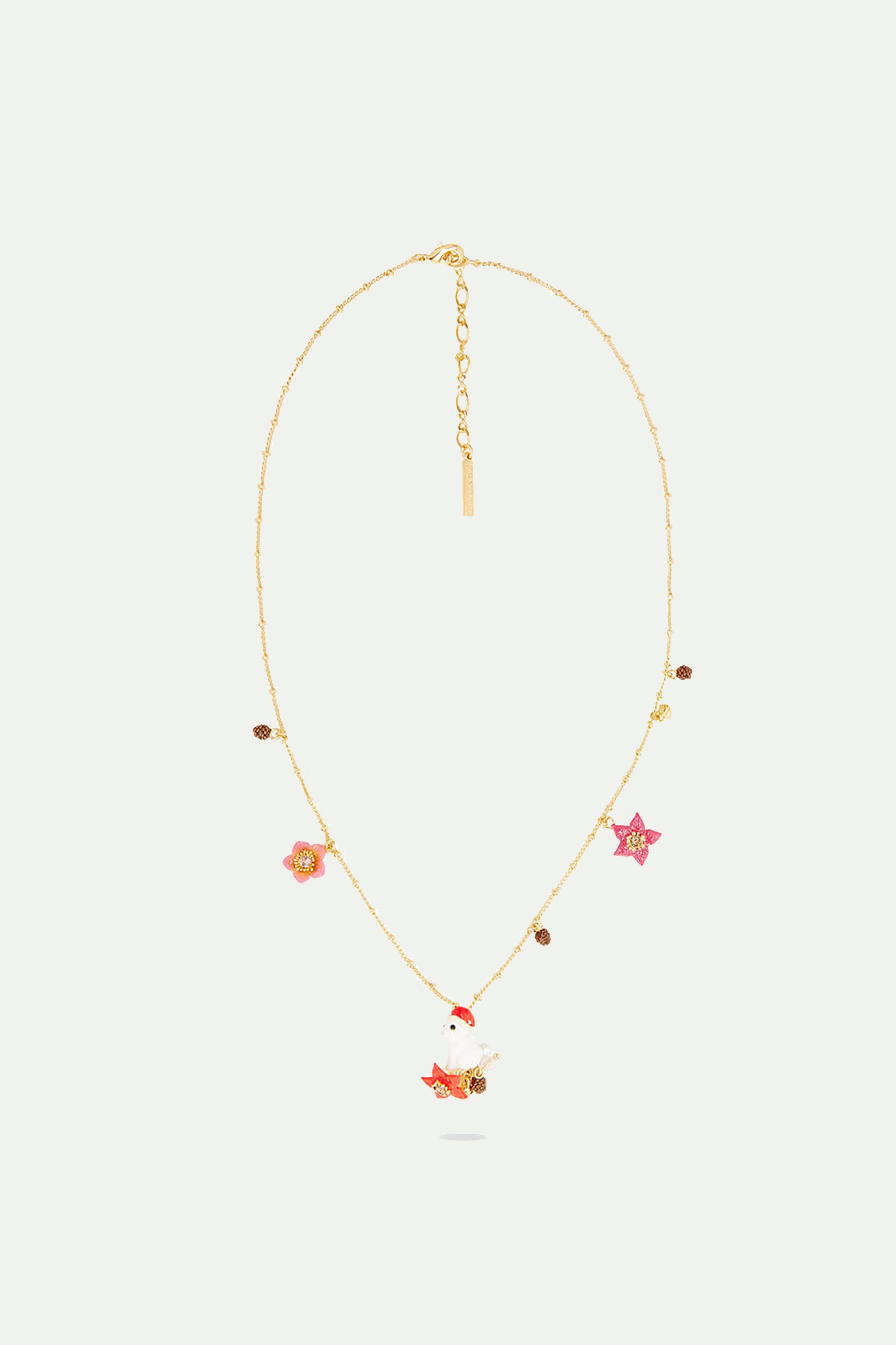 Rabbit, christmas star and pine cone pendant necklace