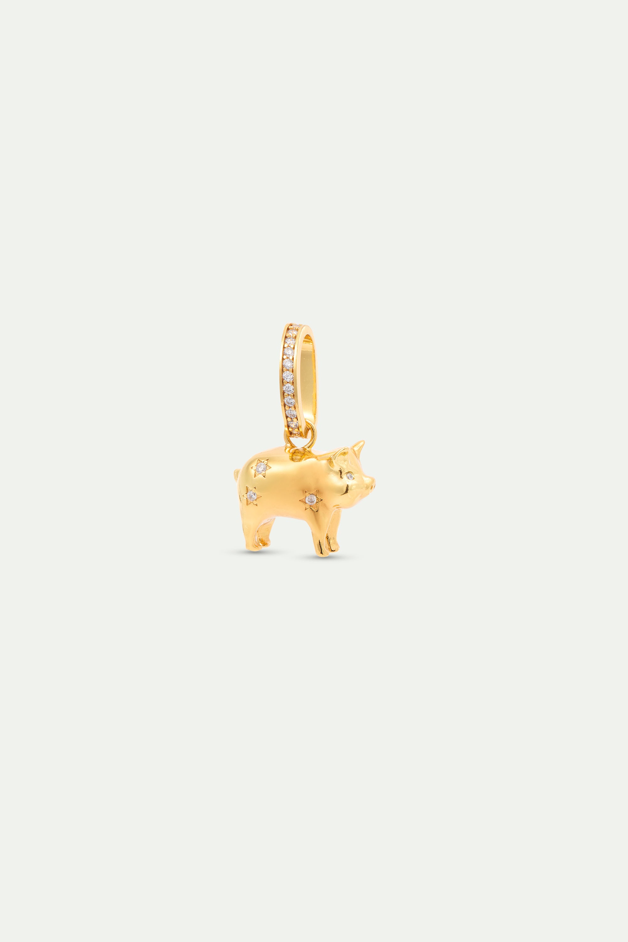 Pendentif Cochon doré et cristaux, Générosité et Joie
