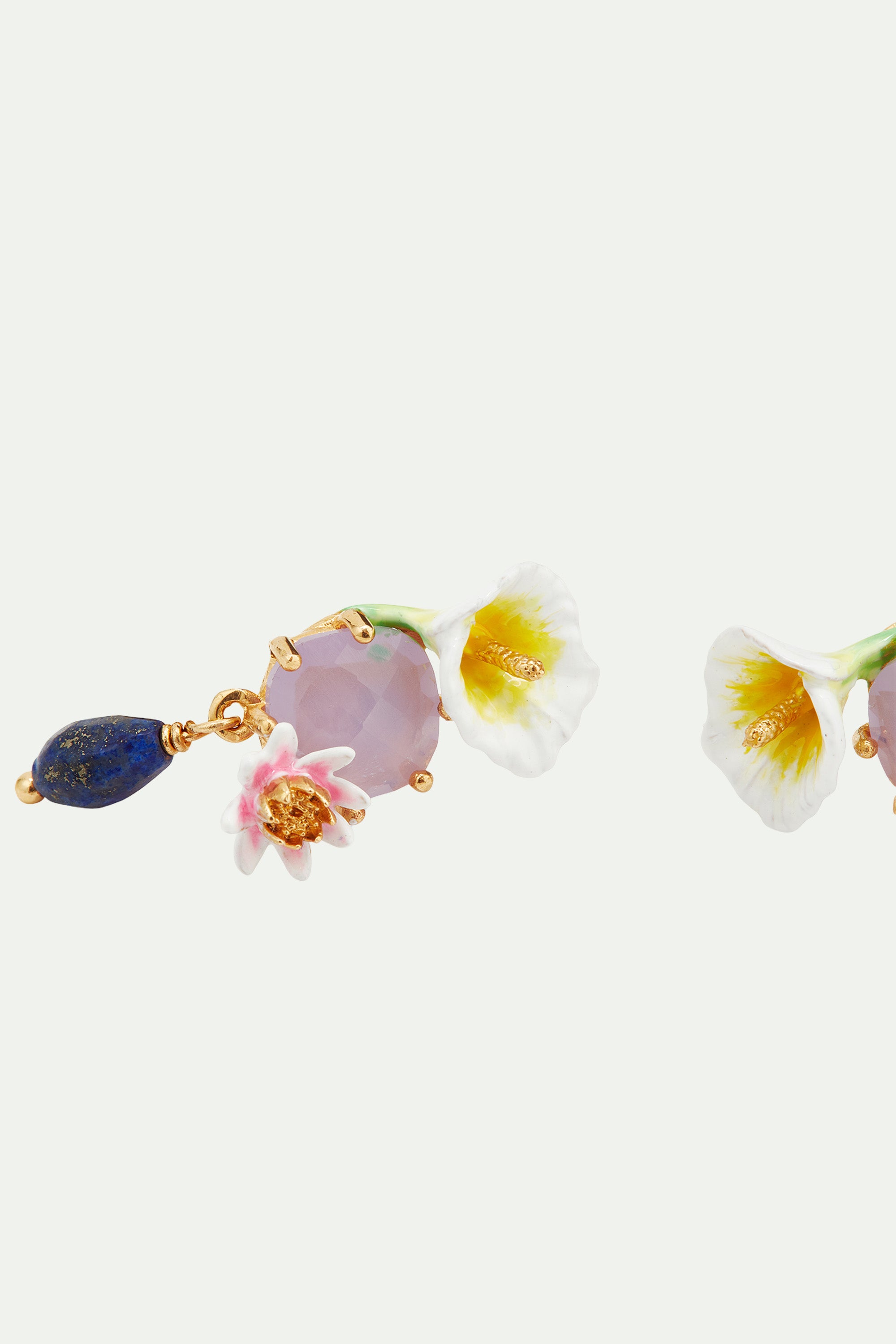 Bog arum and lapis lazuli clip-on earrings