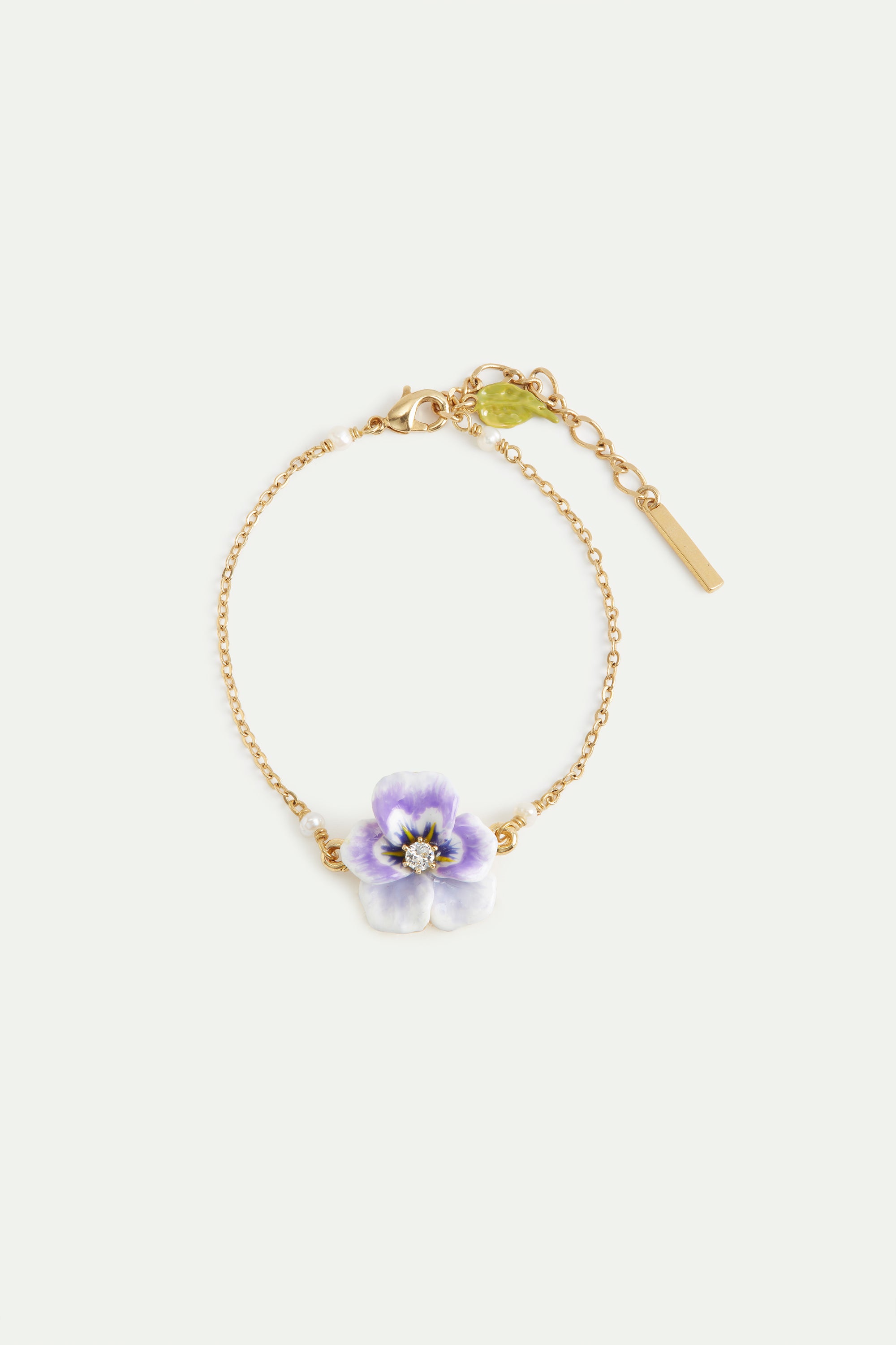 Purple pansy and cut crystal bracelet - Main Image
