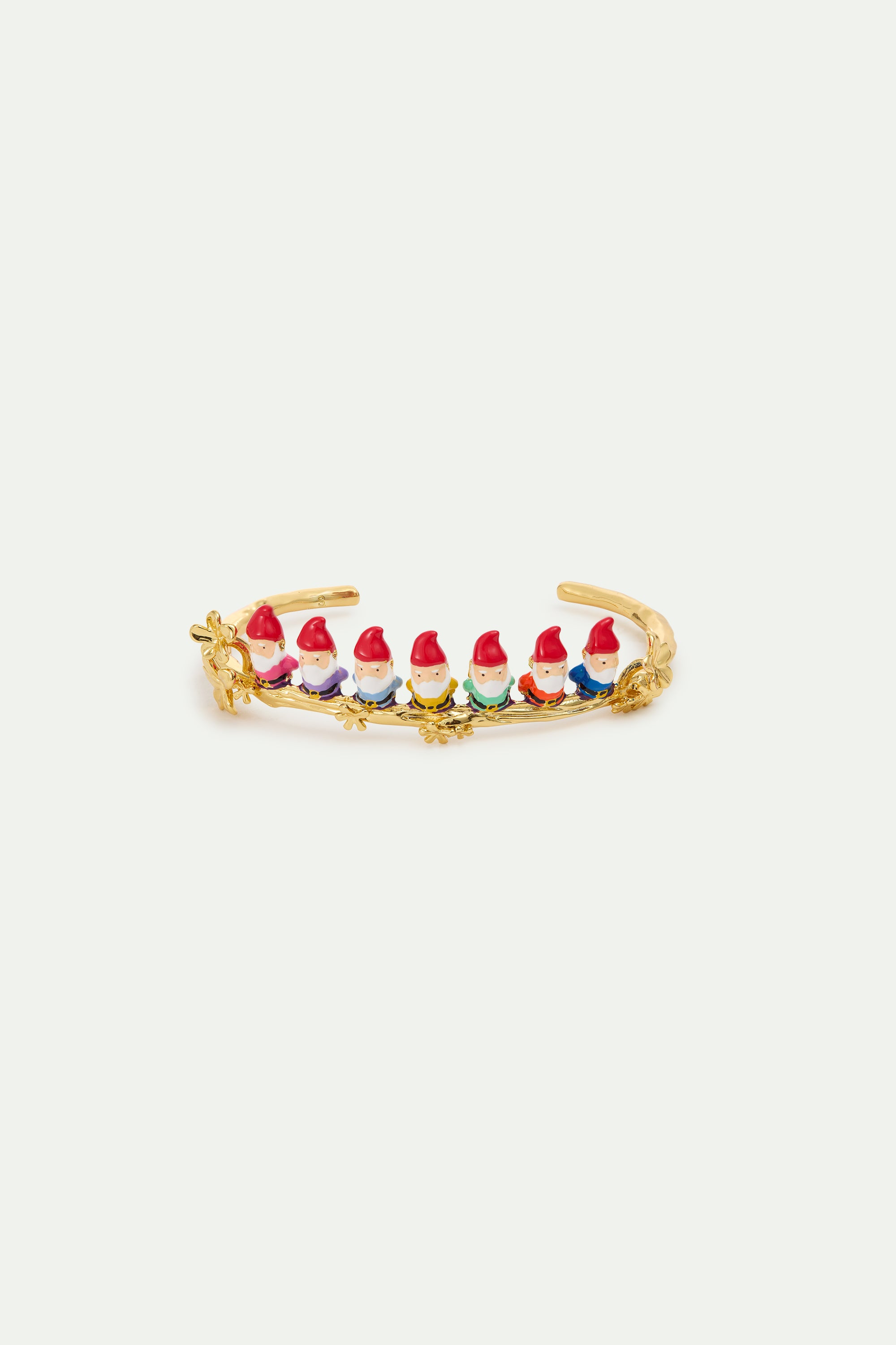 Bracelet jonc les Sept Nains et fleurs dorées