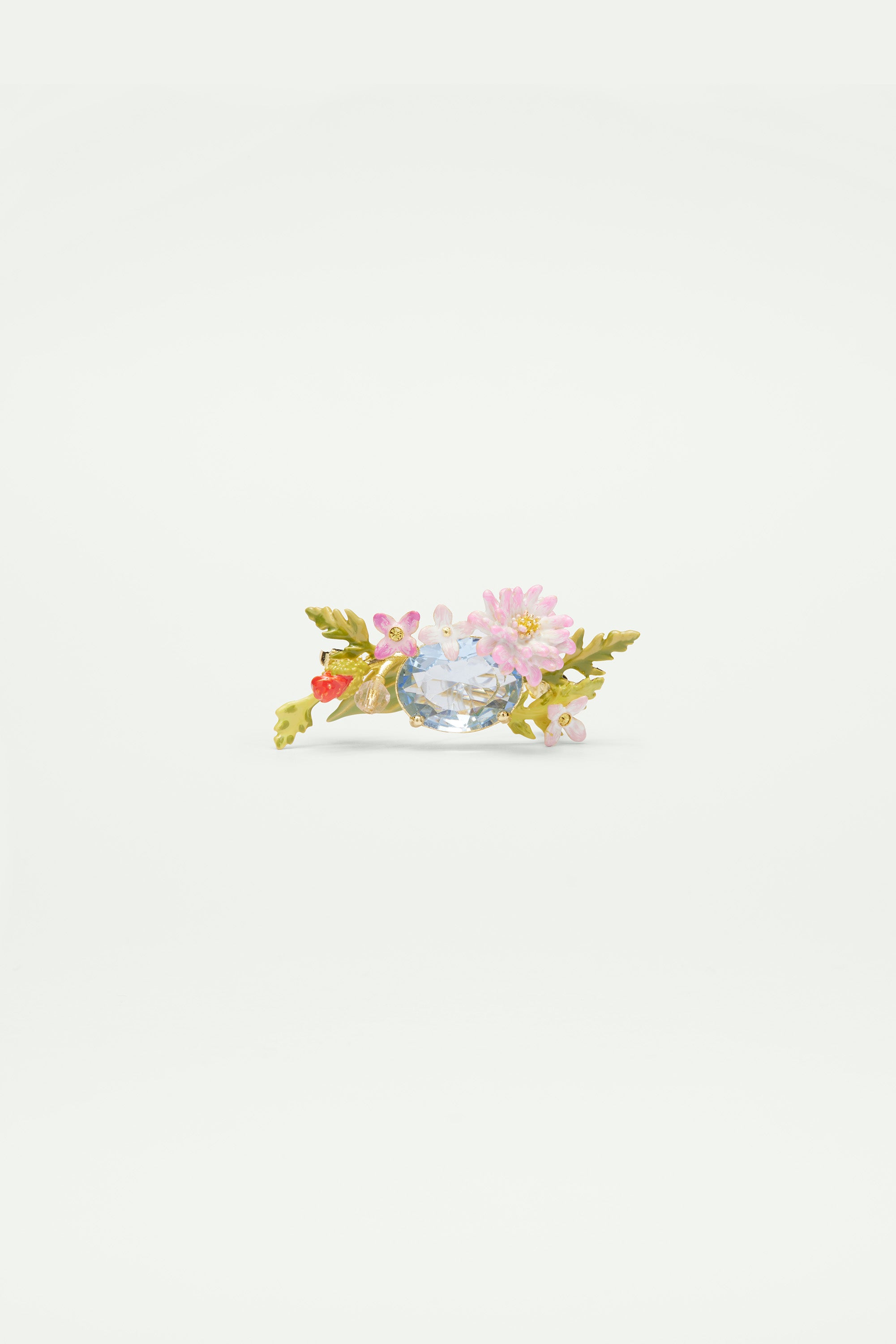 Broche fleurs des champs et pierre bleue