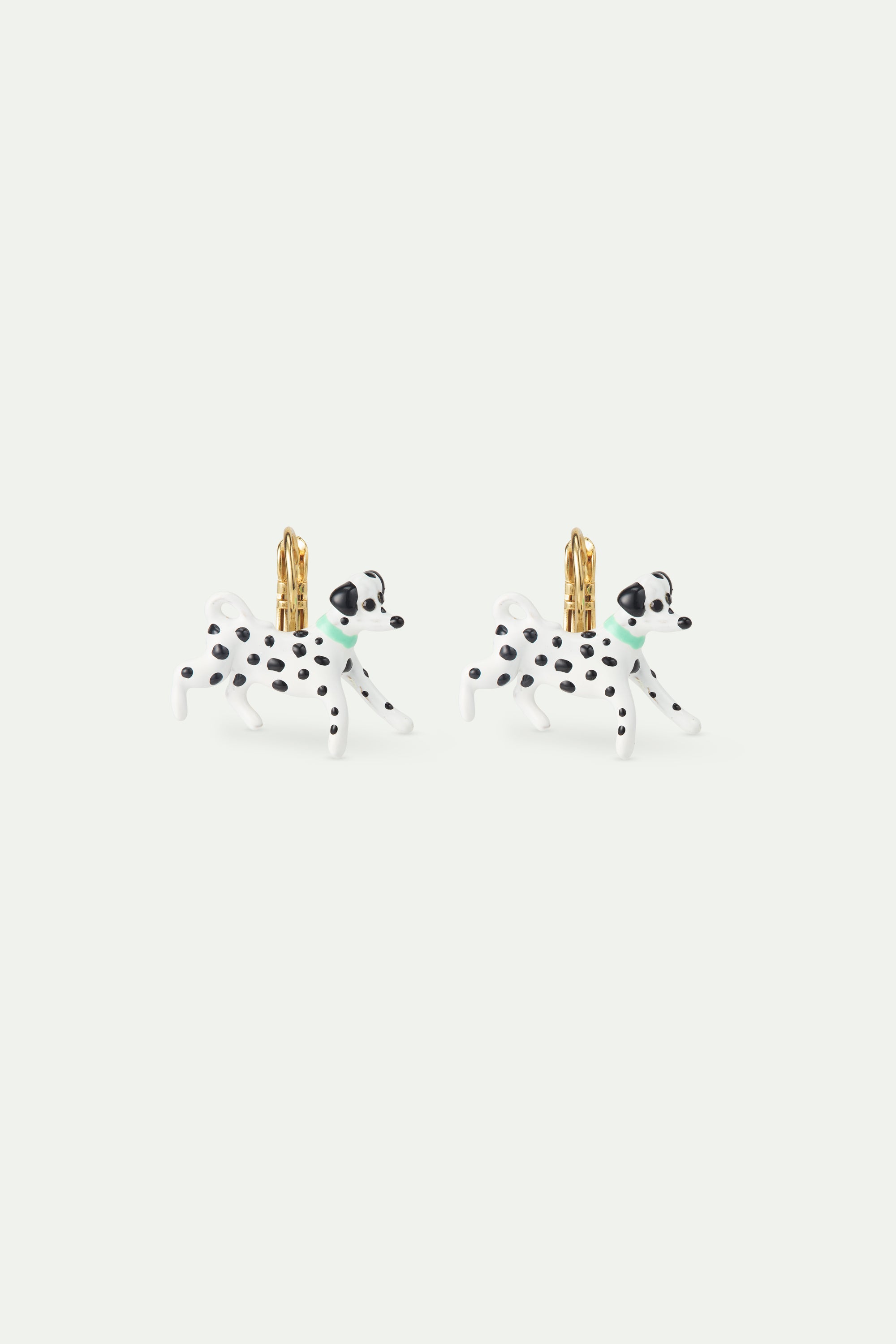 Boucles d'oreilles dormeuses dalmatien noir et blanc