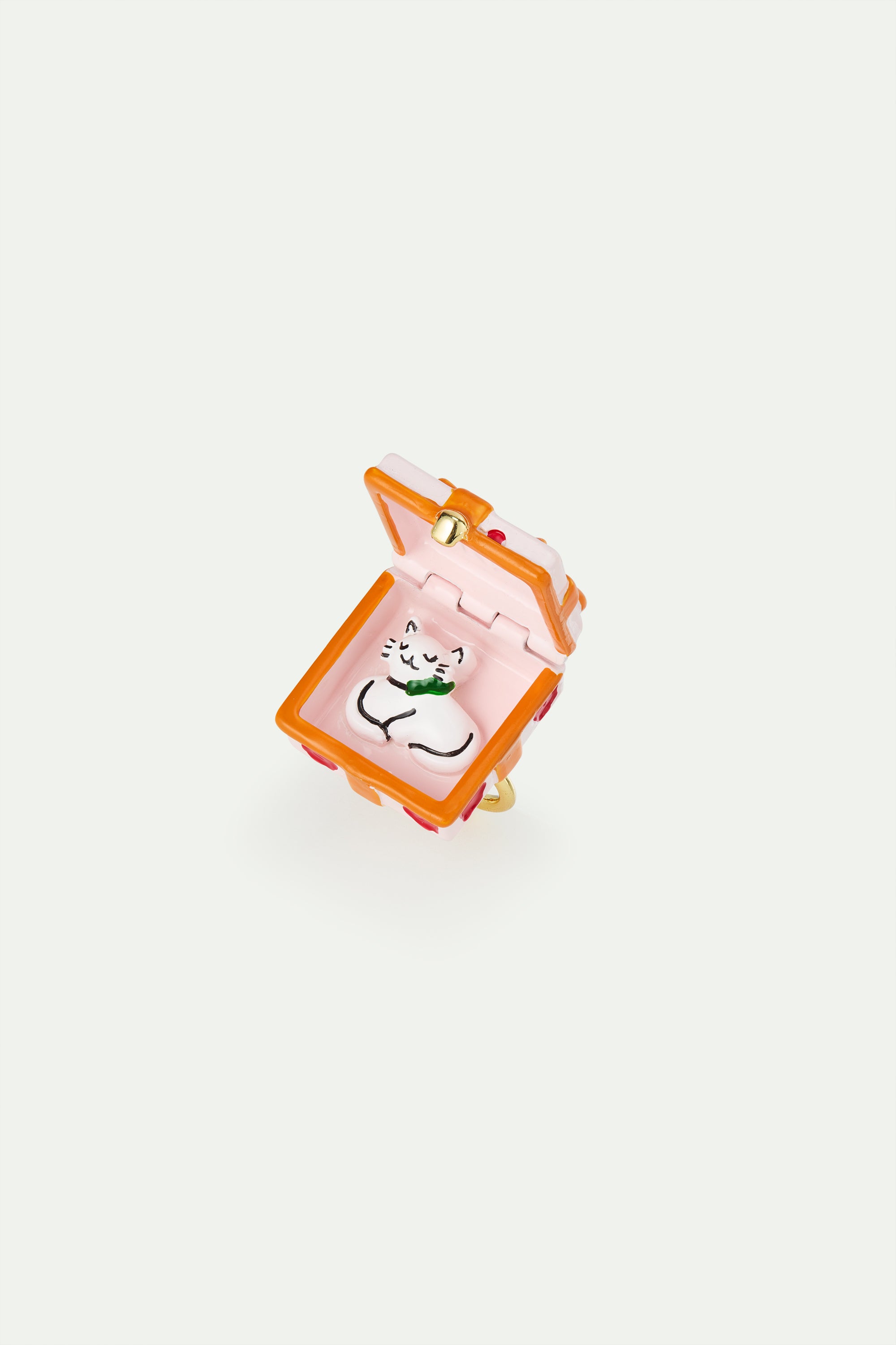 Bague ajustable cadeau rose, fleur rouge et nœud orange