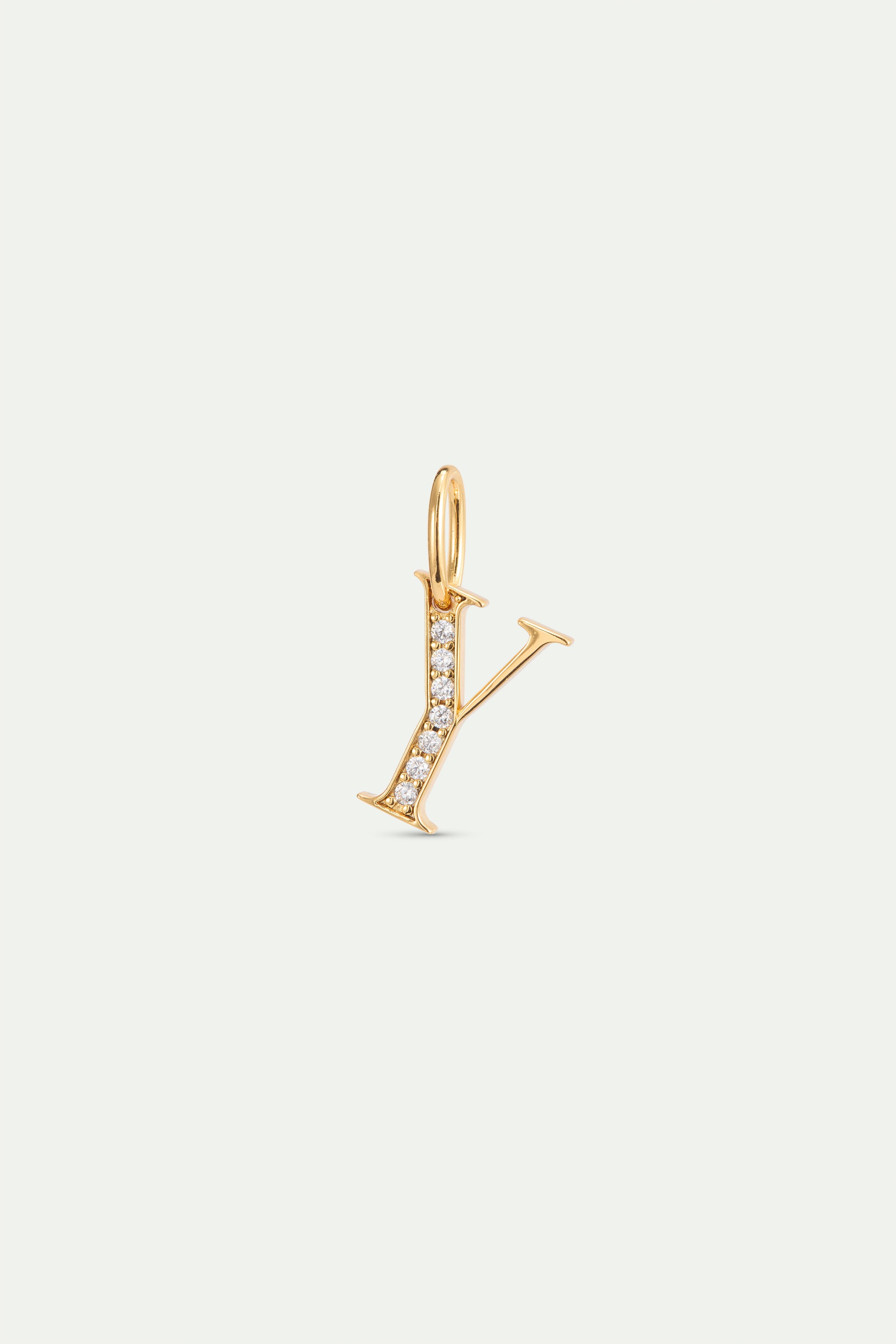 Pendentif lettre Y dorée et cristaux