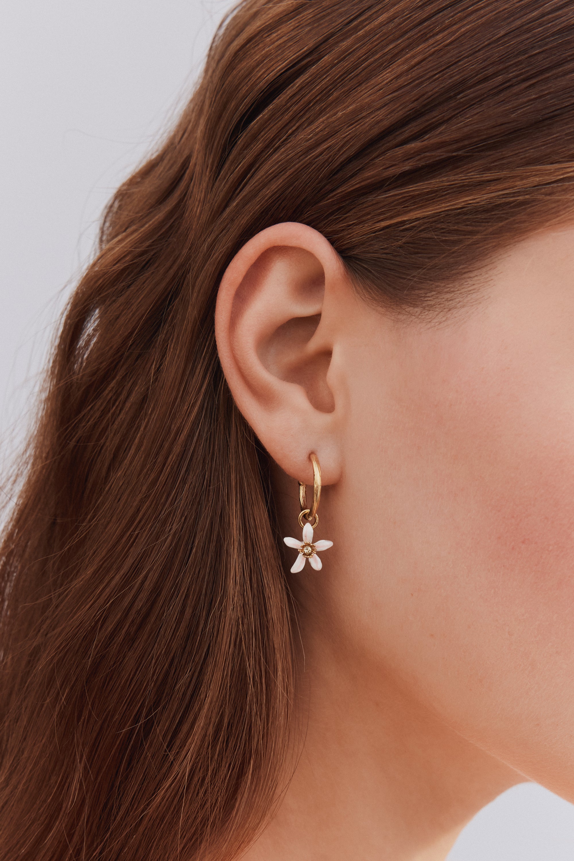 Créoles citron et fleur blanche de citronnier