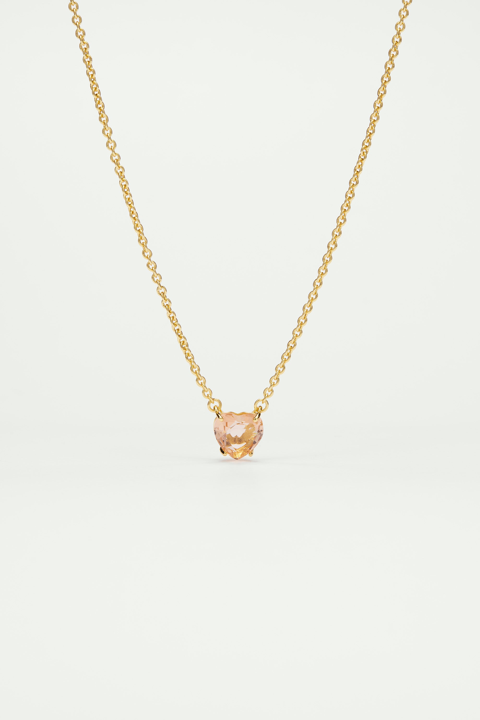 Collier fin coeur la diamantine rose abricot