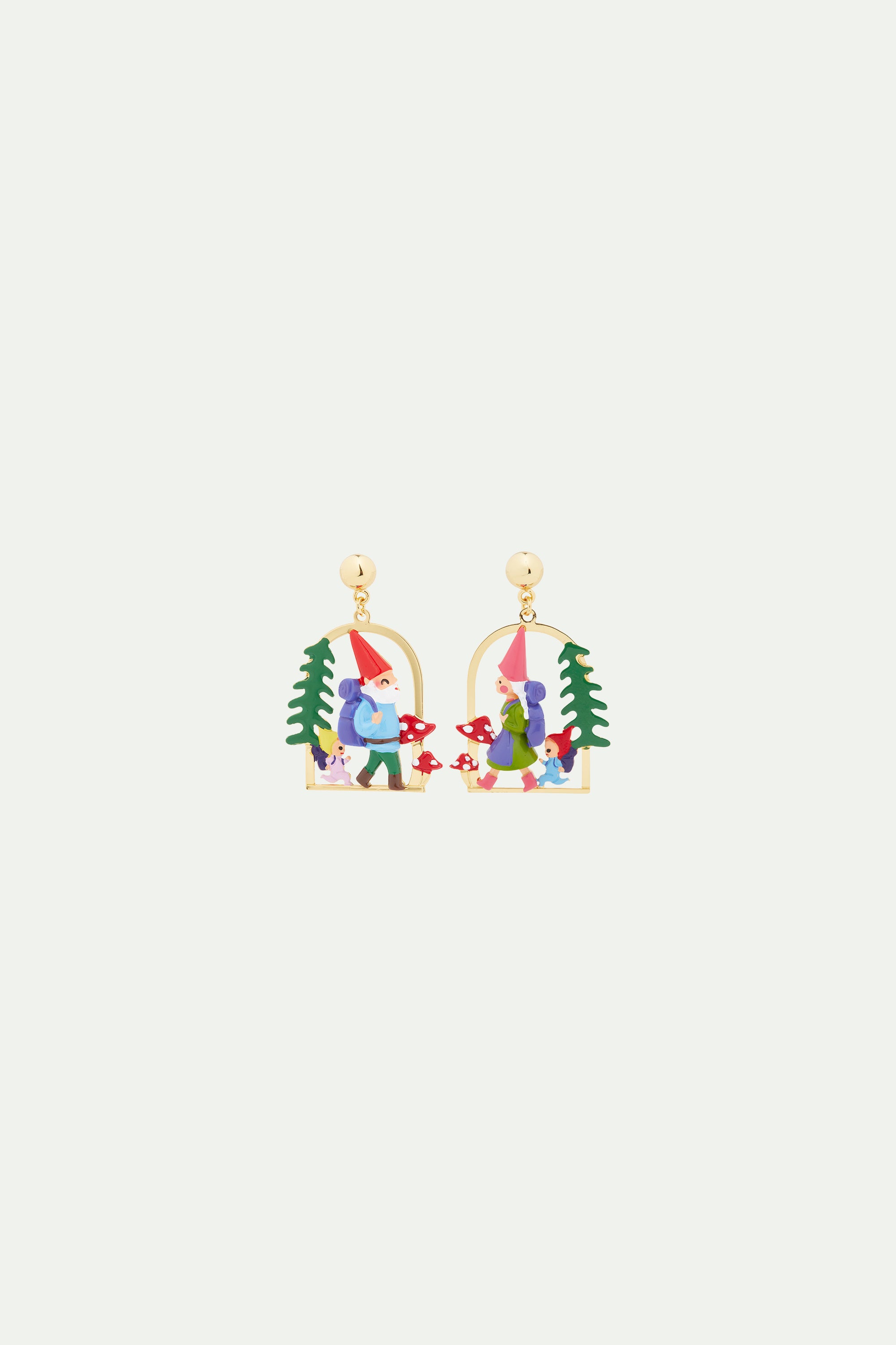 Hiking gnome clip-on earrings
