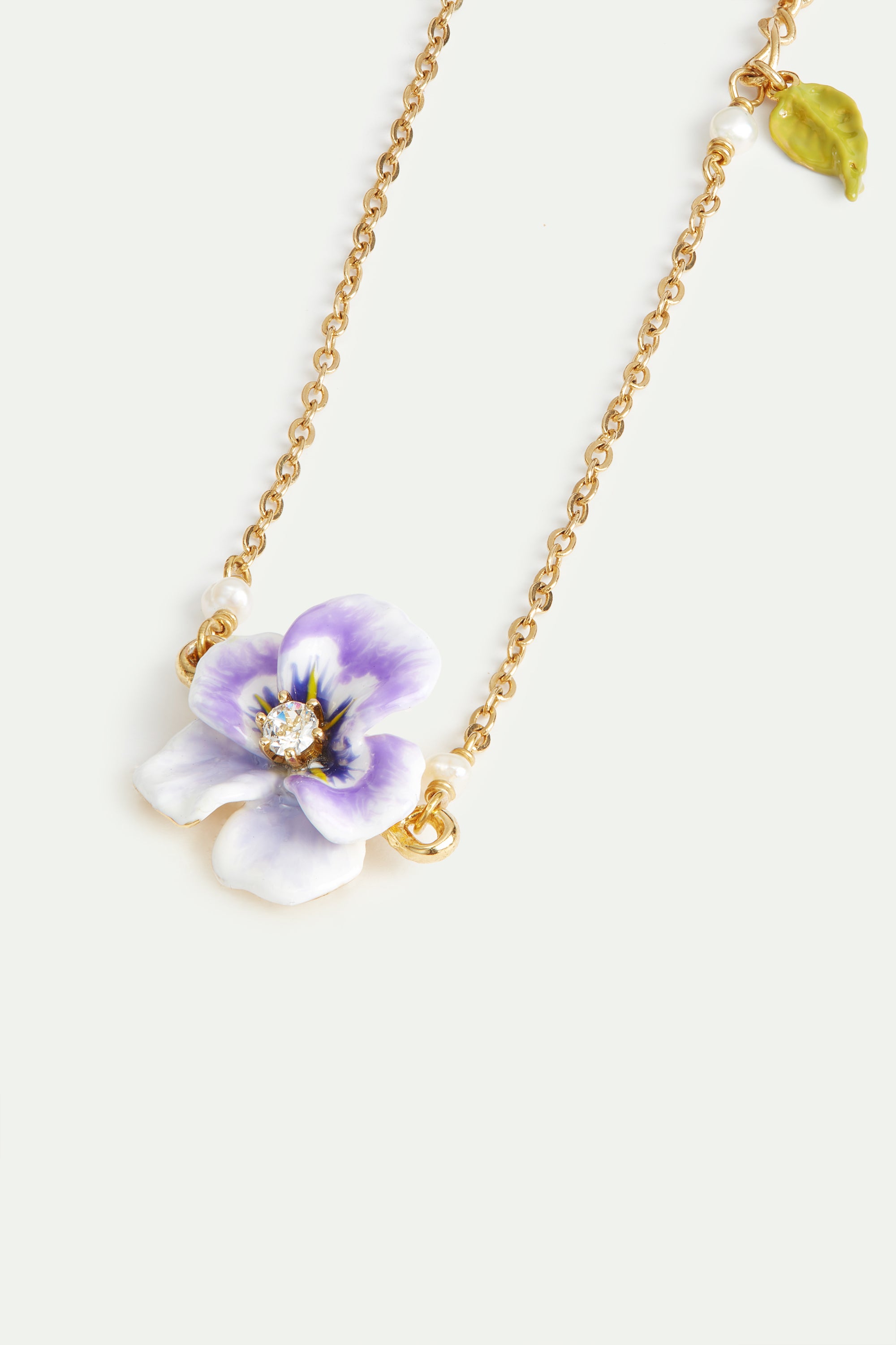 Pulsera fina pensamiento violeta y cristal tallado