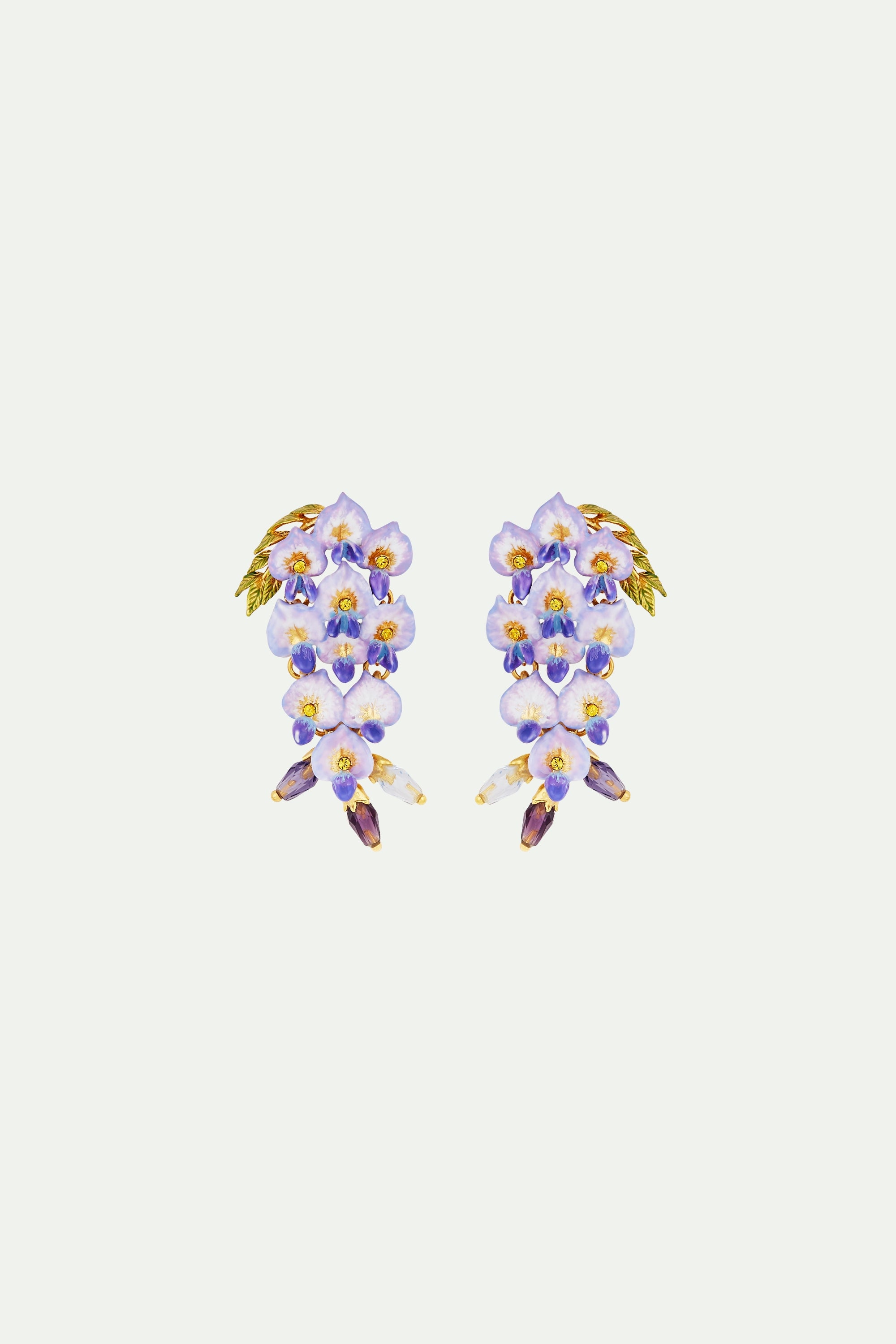Wisteria Flower Dangling Clip-on Earrings
