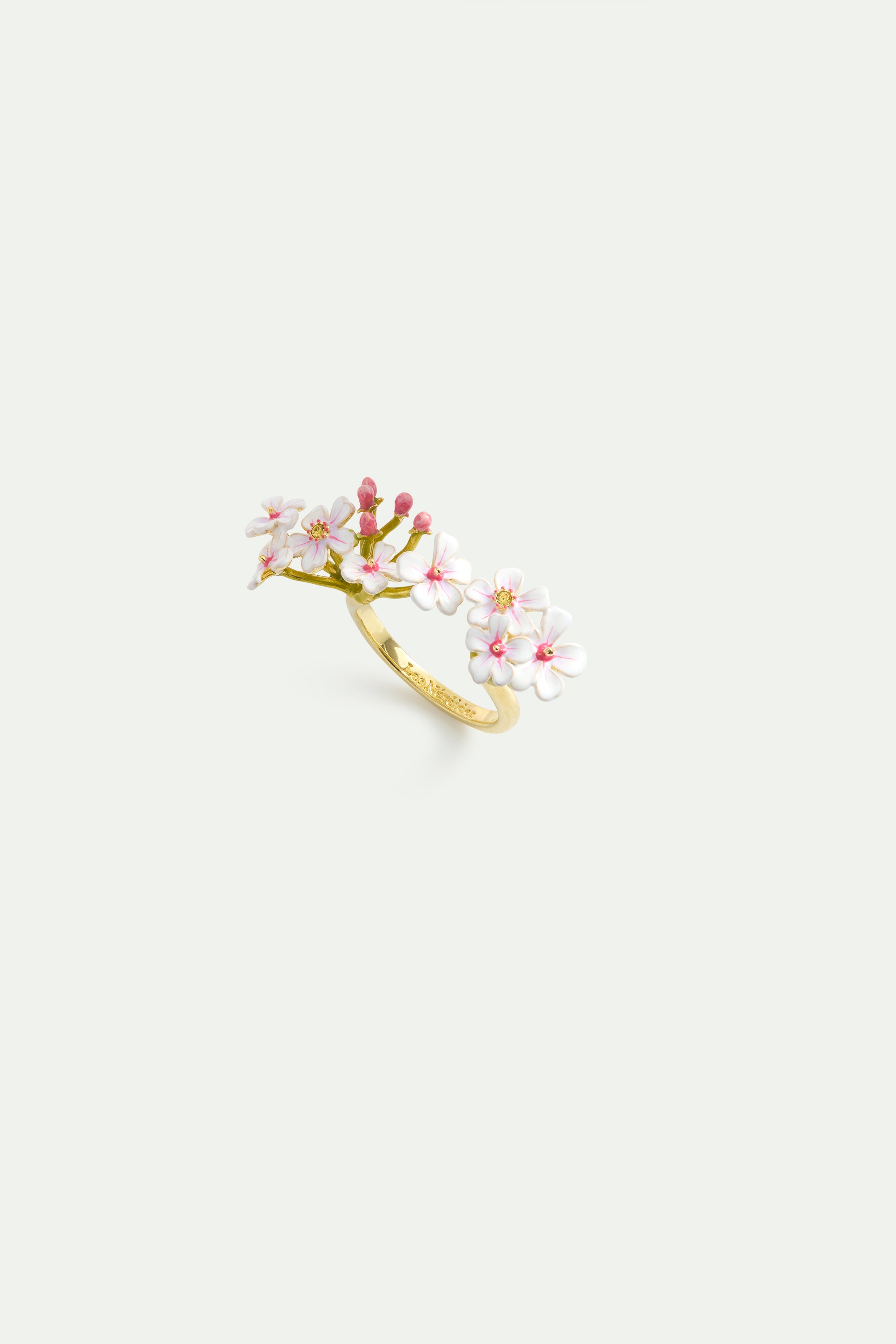 Bague ajustable aubépines blanches et roses