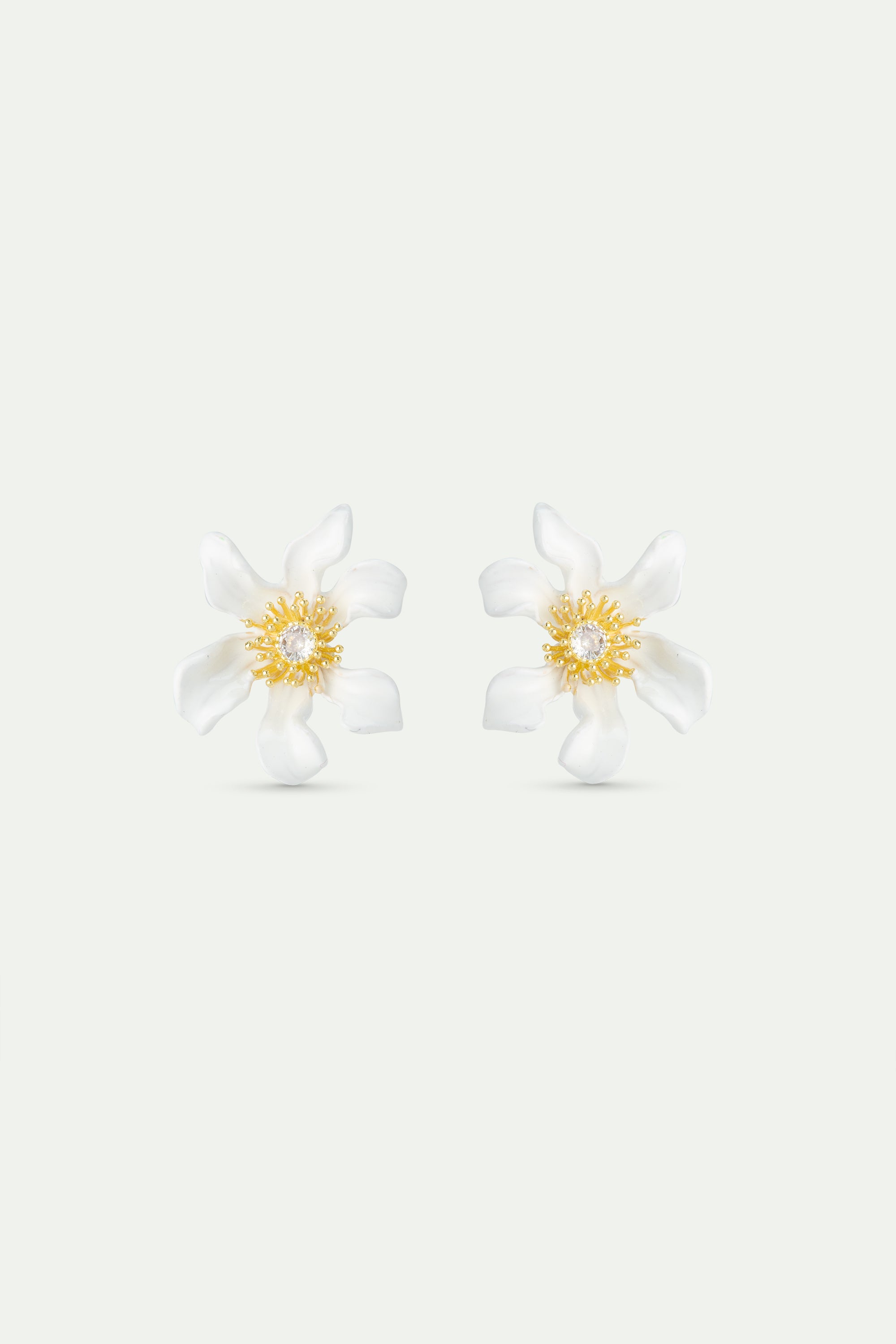 Large white clematis flower earrings