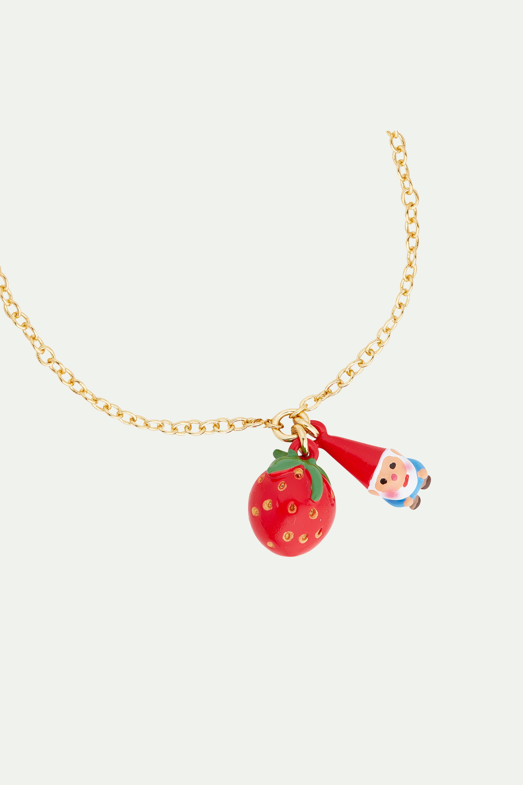 Bracelet charms fraise et nain de jardin
