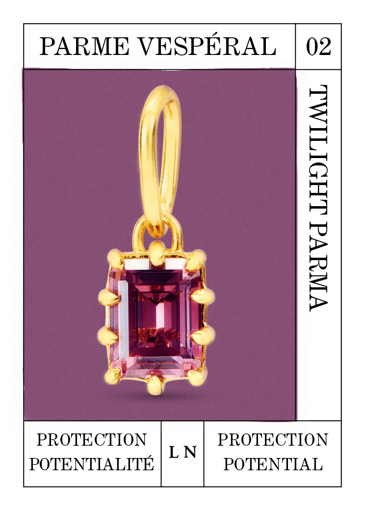 Pendentif pierre Parme Crépusculaire, Protection et Potentialité - Février