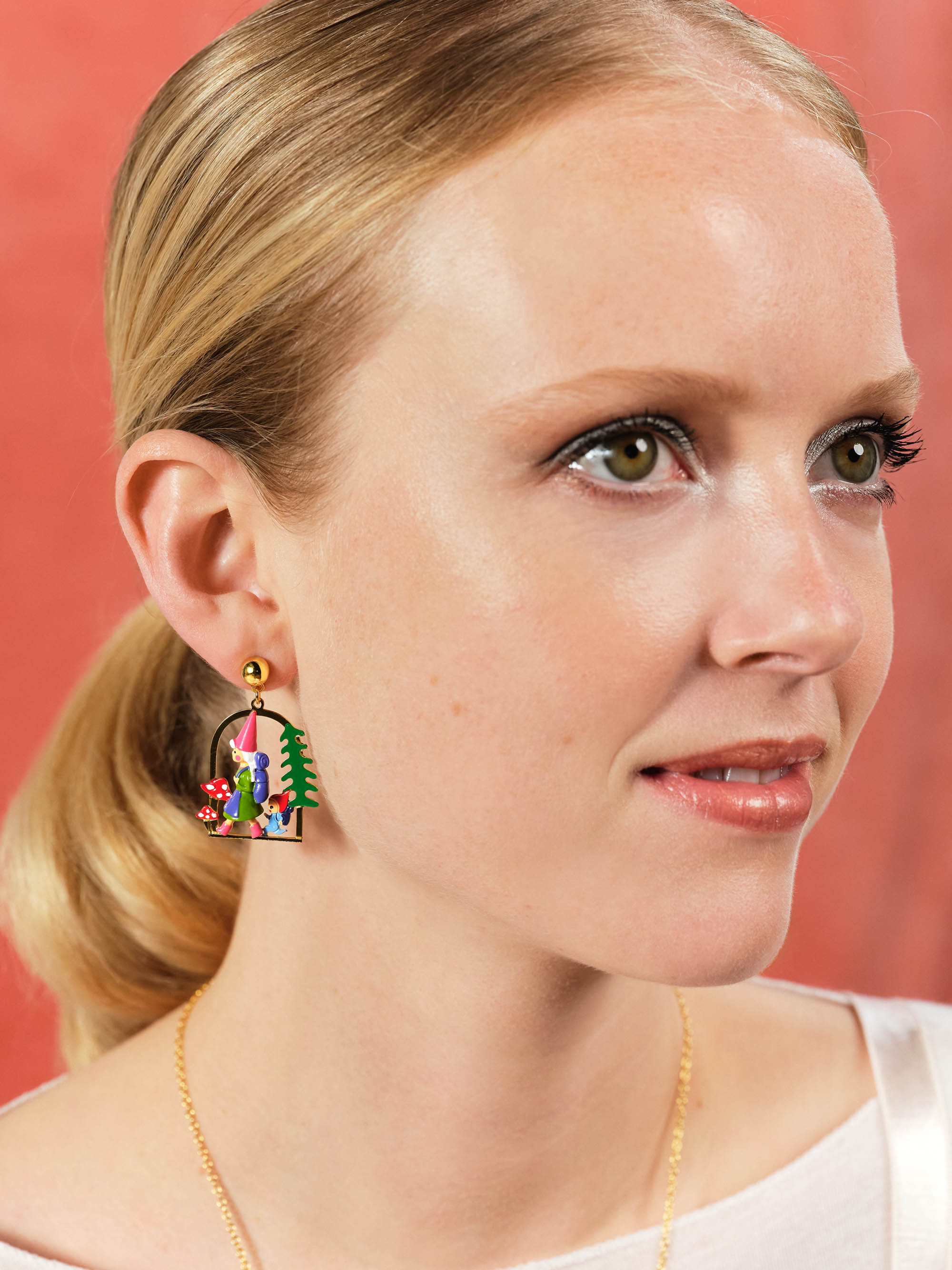 Hiking gnome clip-on earrings