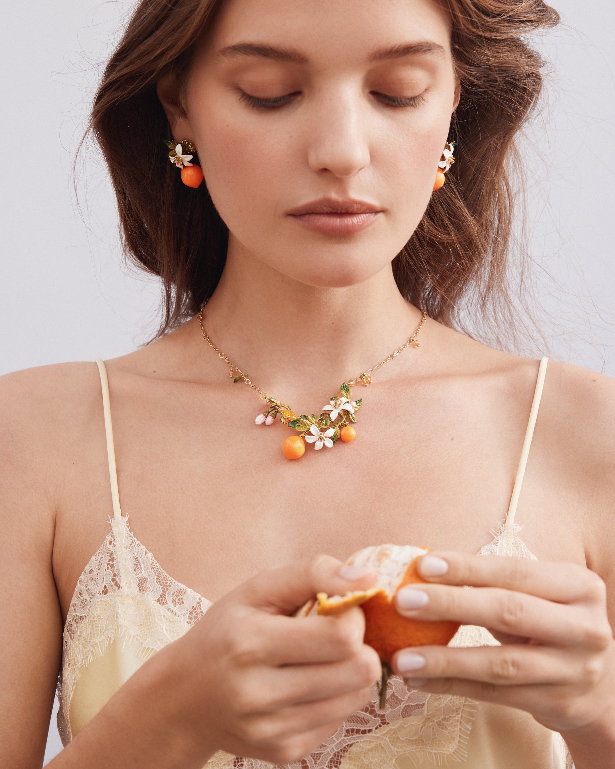 Boucles d'oreilles orange et fleur d'oranger