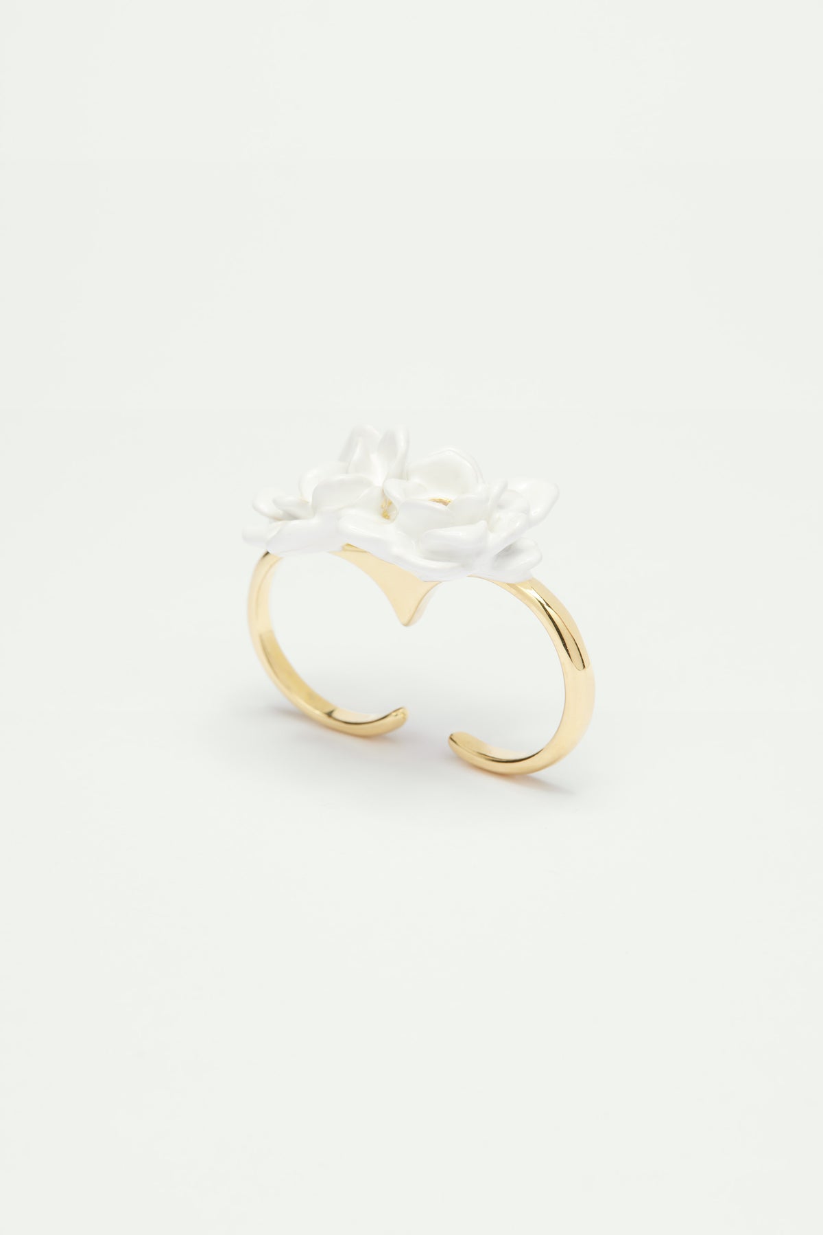 Bague ajustable deux doigts fleurs blanches