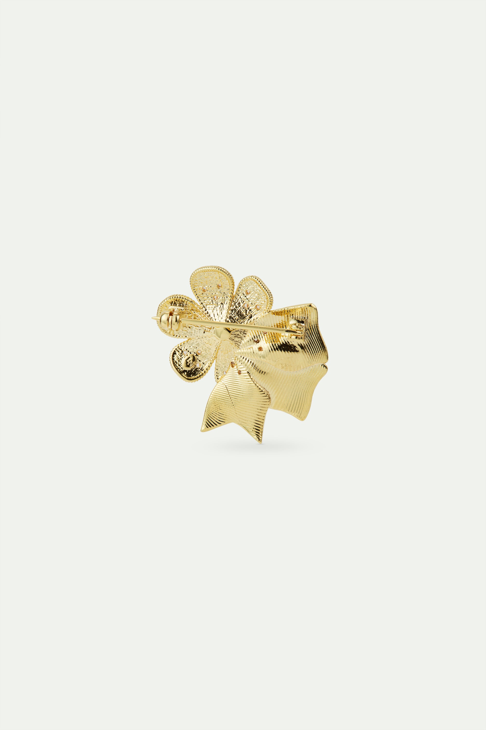 Broche fleur en laiton doré et perle fantaisie
