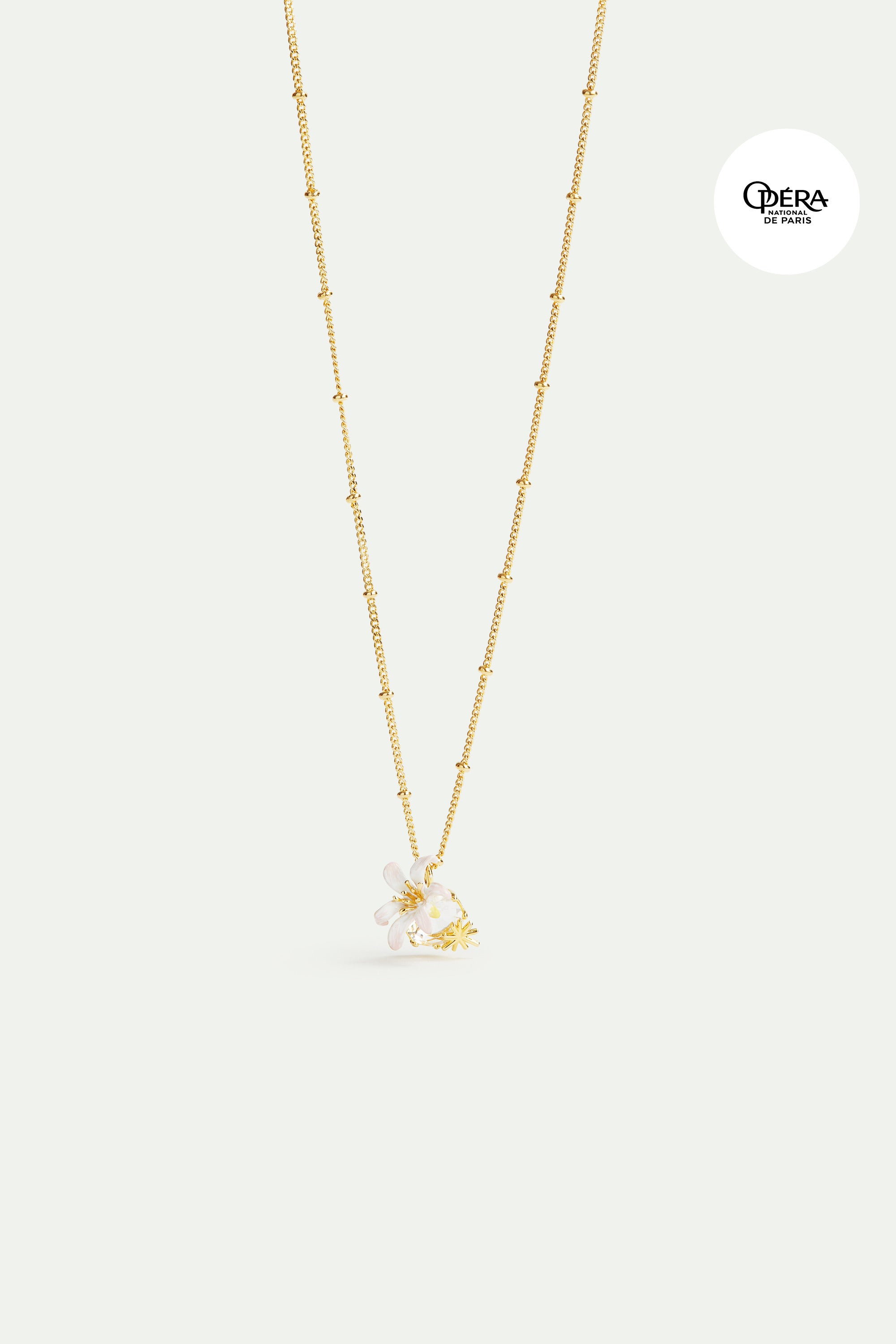 Lily flower and faceted stone pendant necklace