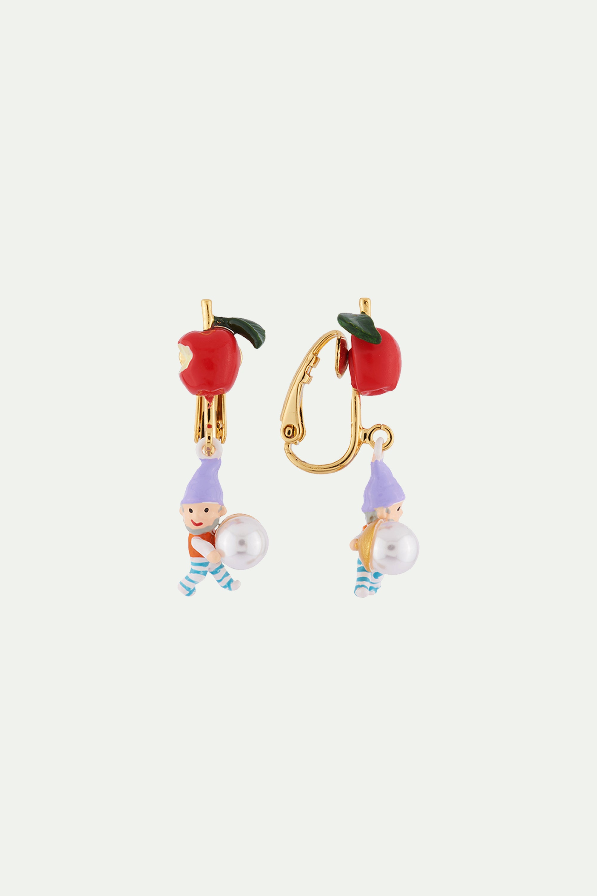 BOUCLES D'OREILLES CLIPS PETITE POMME, NAIN ET PERLE